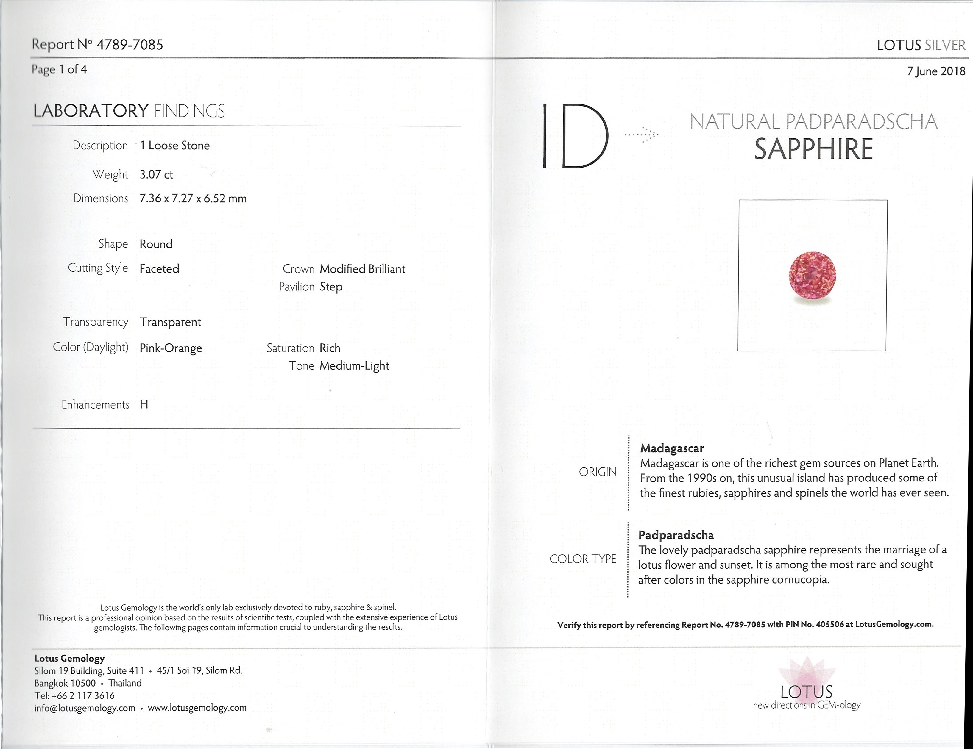 3.07 Ct. Padparadscha Sapphire from Madagascar