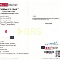 2.55 Ct. Padparadscha Sapphire from Madagascar Scan Report