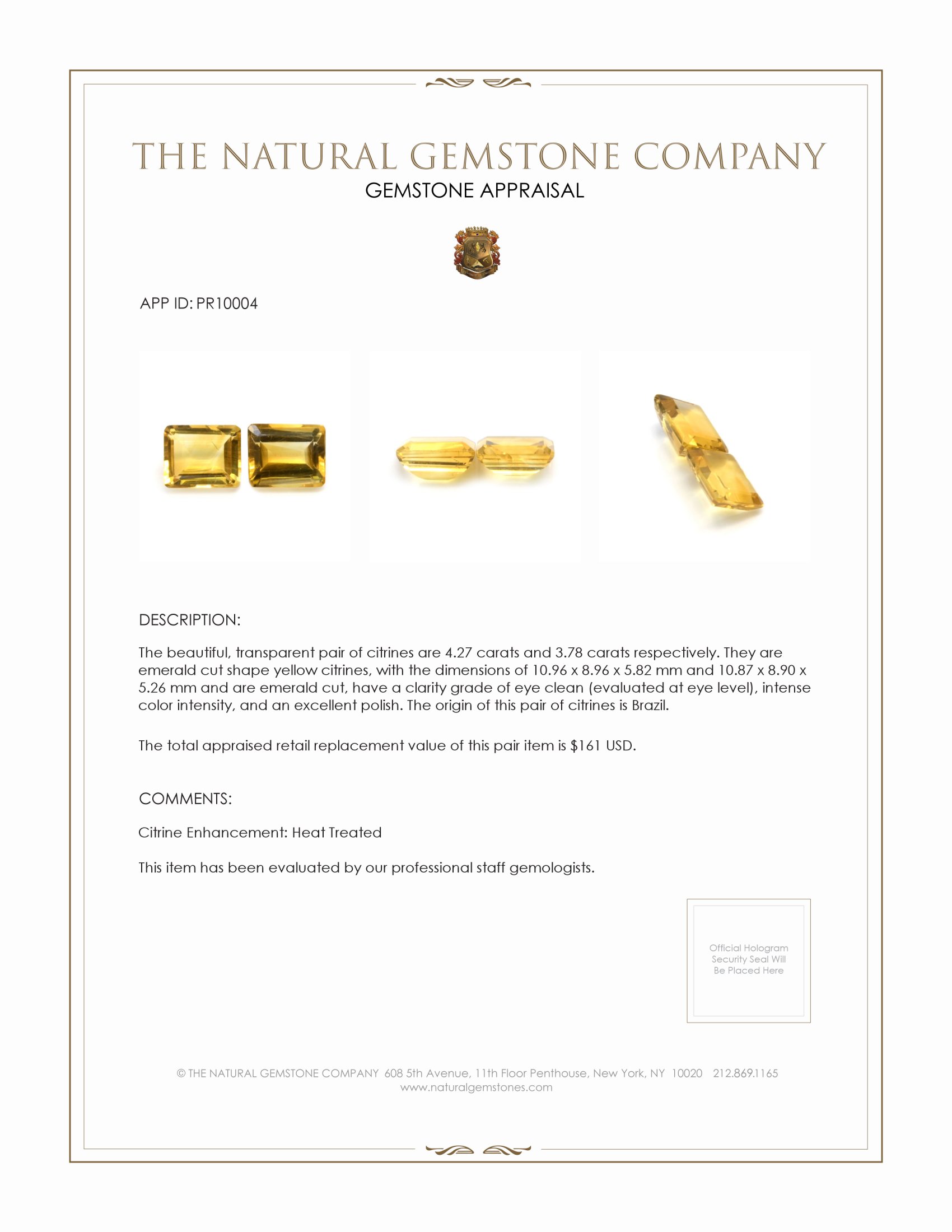 8.05 Ct.Tw. Citrine Pair from Brazil