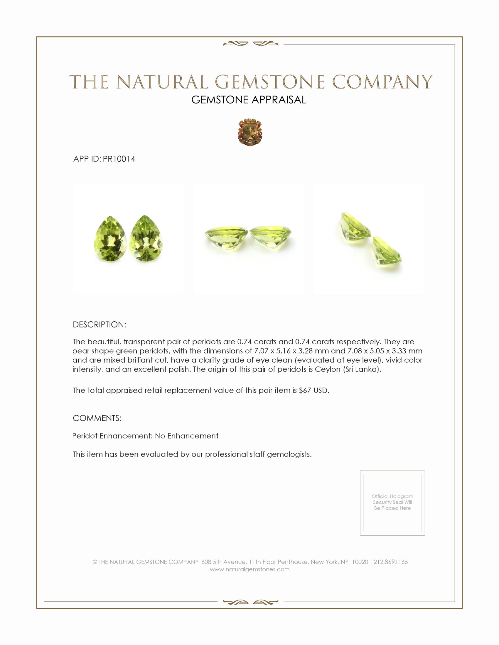 1.48 Ct.Tw. Peridot Pair from Ceylon (Sri Lanka)