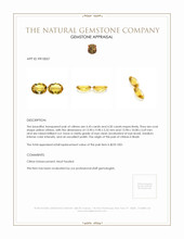 8.93 Ct.Tw.Total Carat Weight Yellow Citrine Pair from Brazil Appraisal