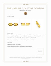 9.41 Ct.Tw.Total Carat Weight Yellow Citrine Pair from Brazil Appraisal