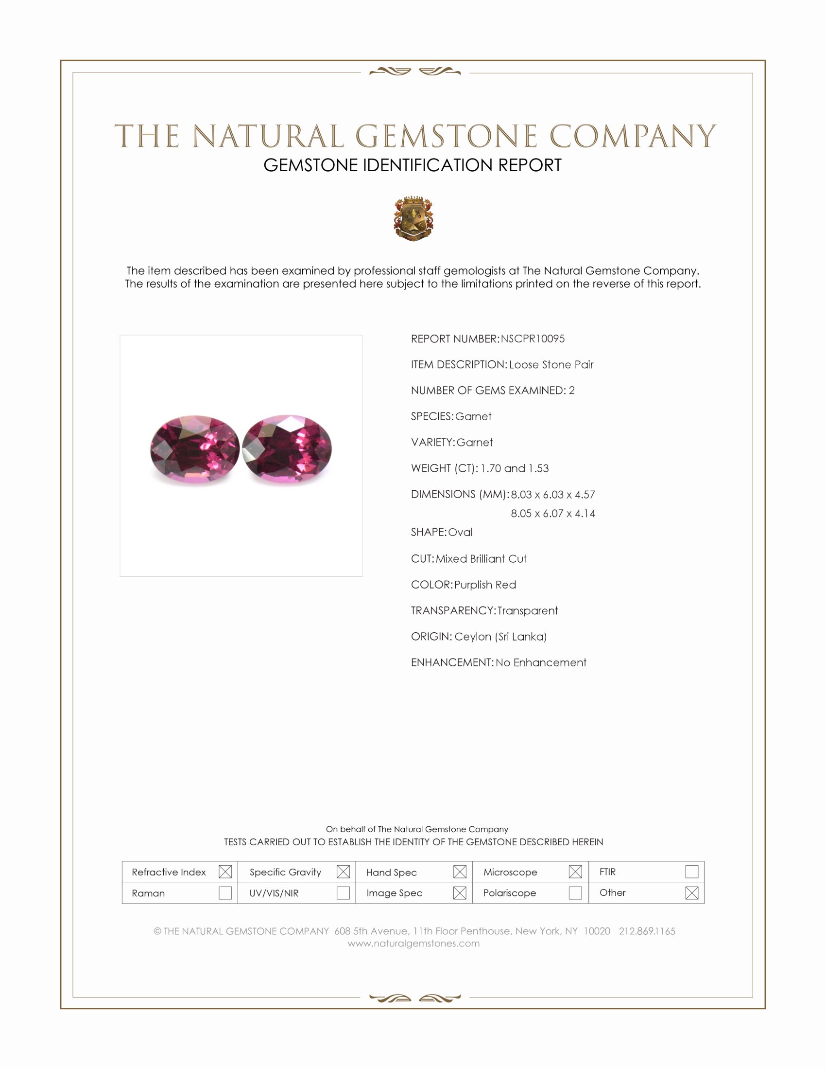3.23 Ct.Tw. Purplish Red Garnet Pair from Ceylon (Sri Lanka)