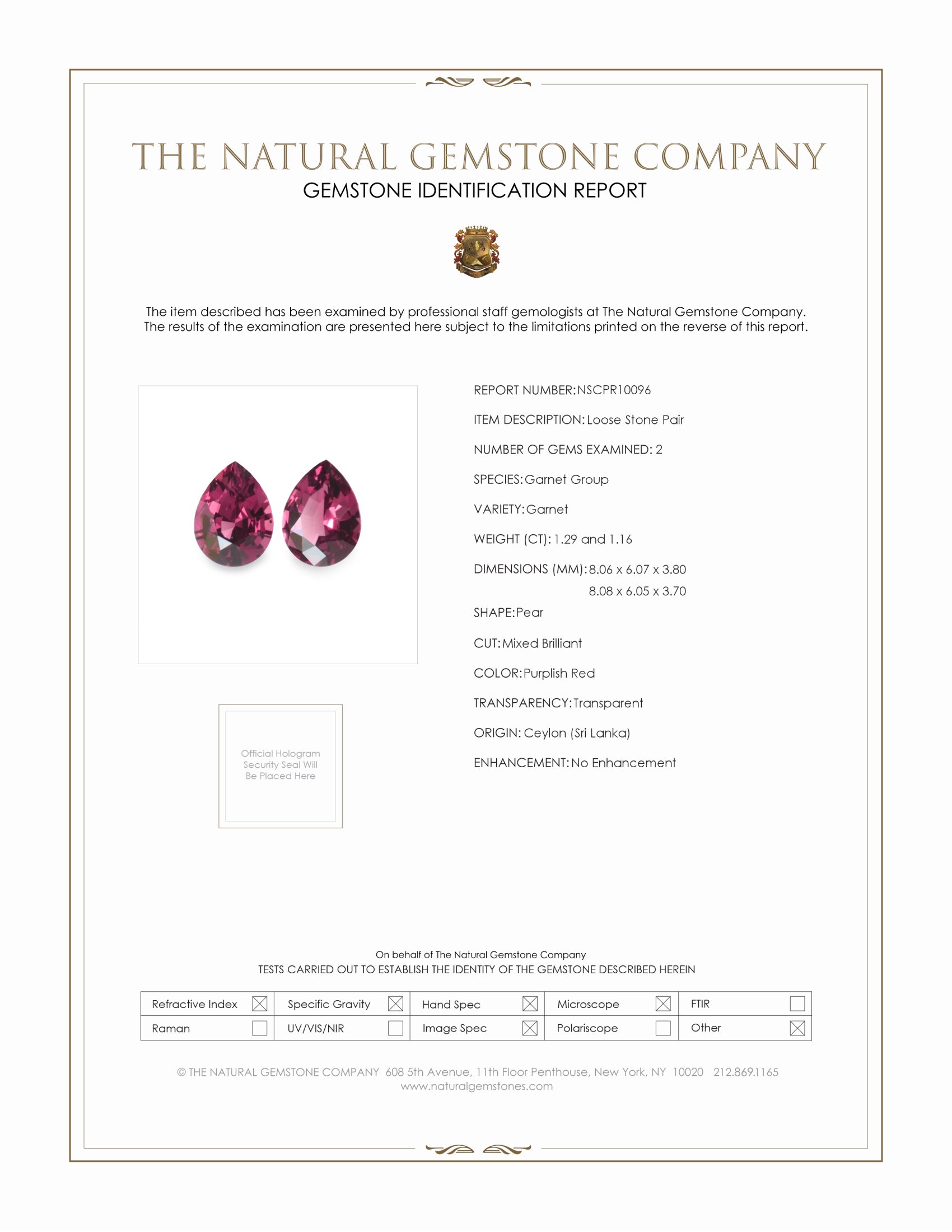 2.45 Ct.Tw. Garnet Pair from Ceylon (Sri Lanka)