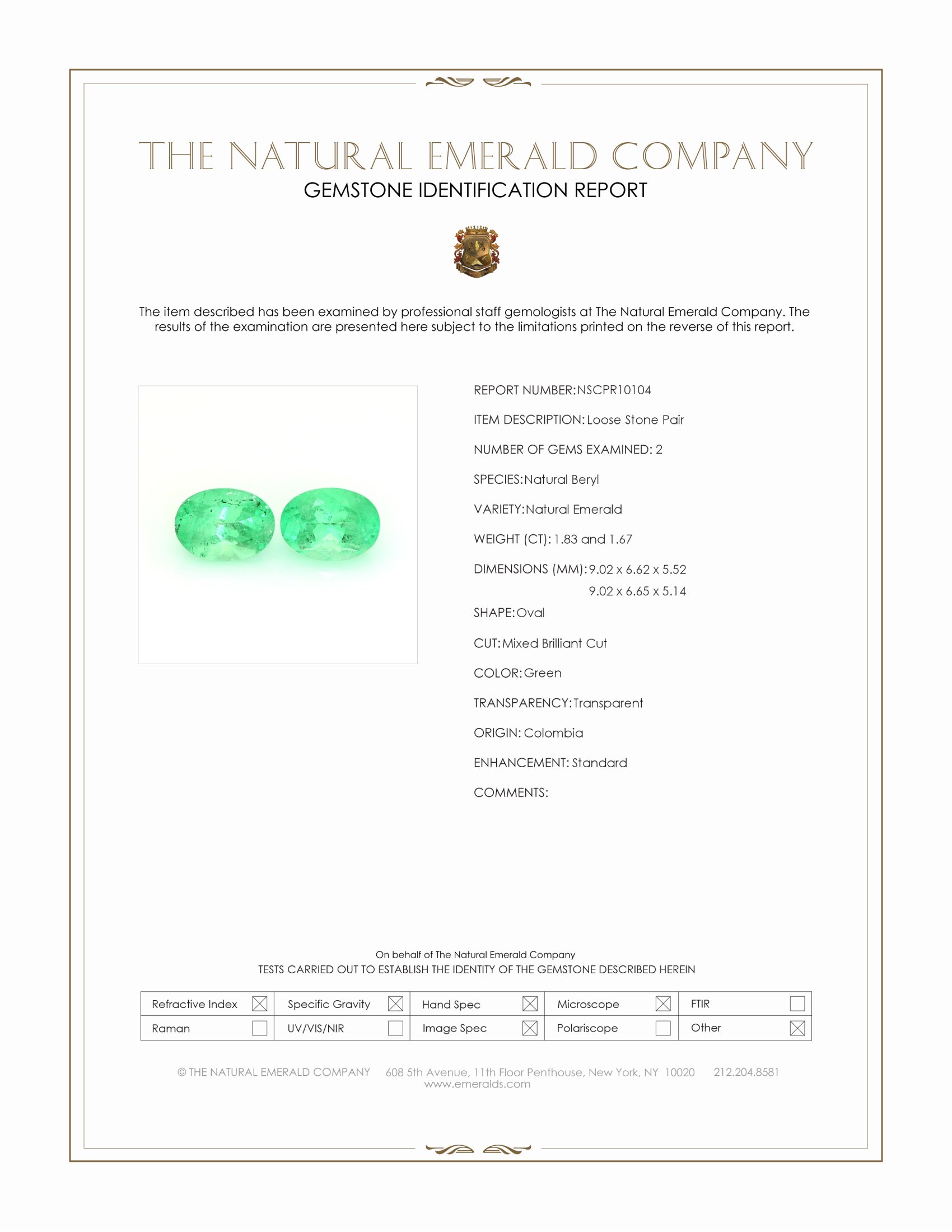 3.50 Ct.Tw. Emerald Pair from Colombia