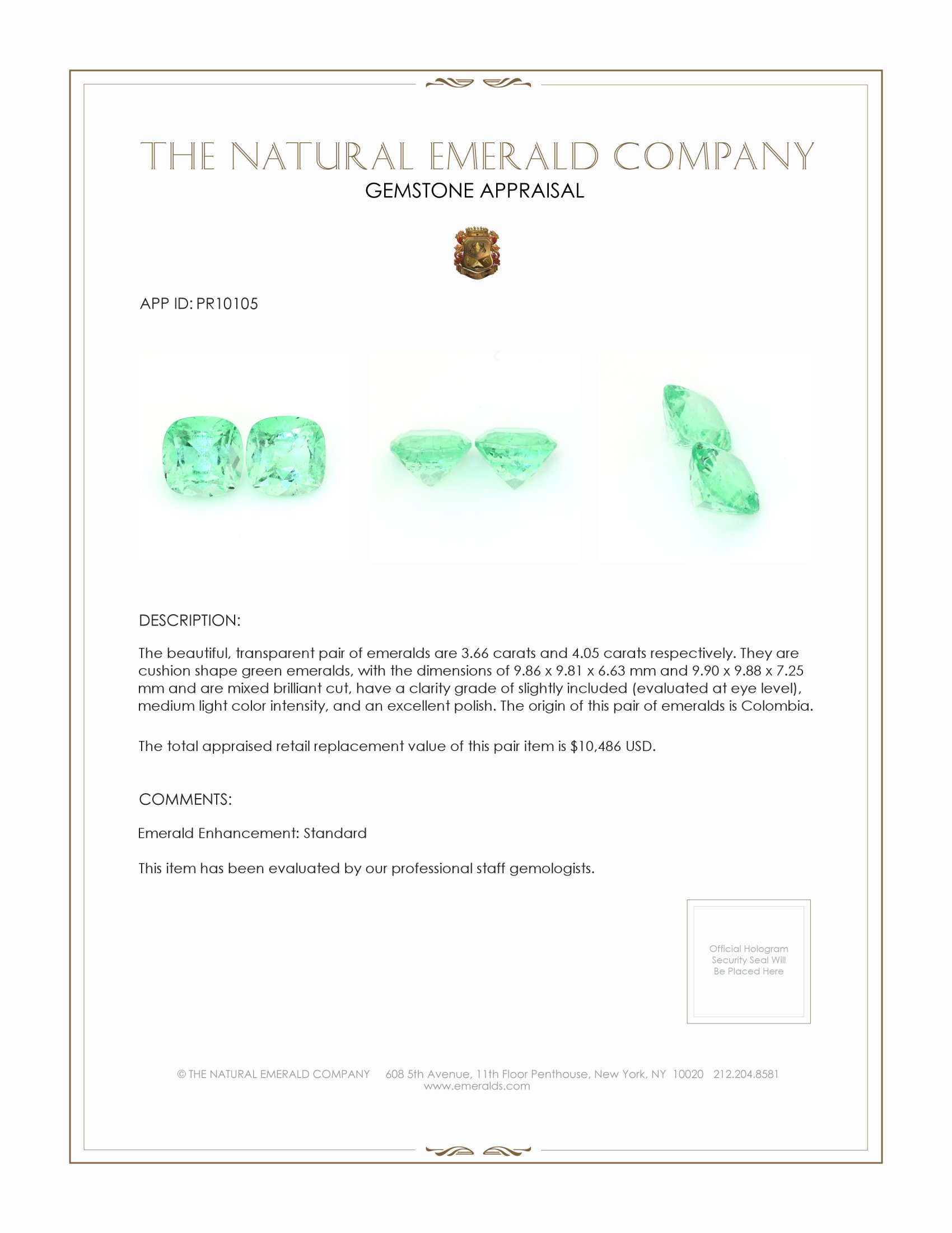 7.71 Ct.Tw. Emerald Pair from Colombia