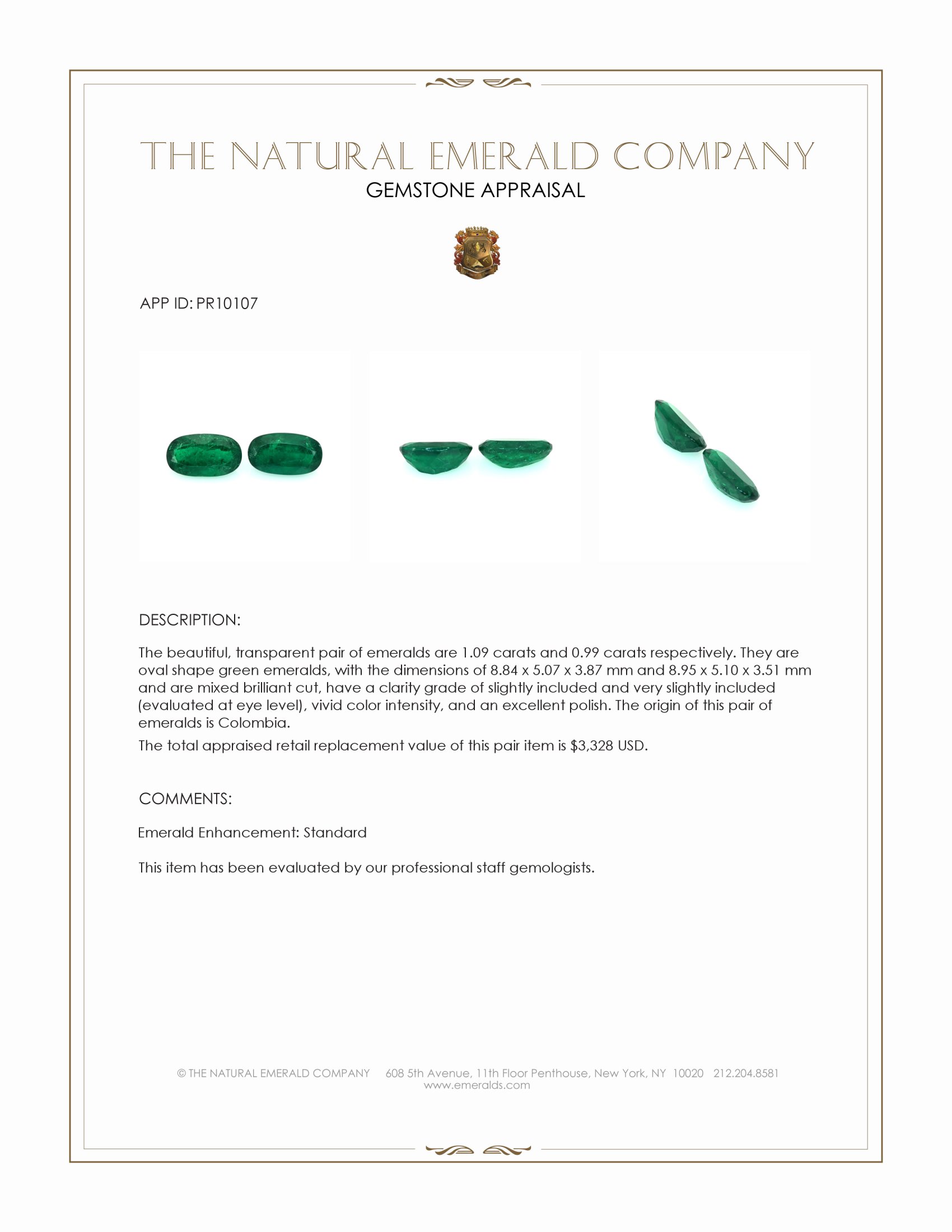 2.08 Ct.Tw. Emerald Pair from Colombia