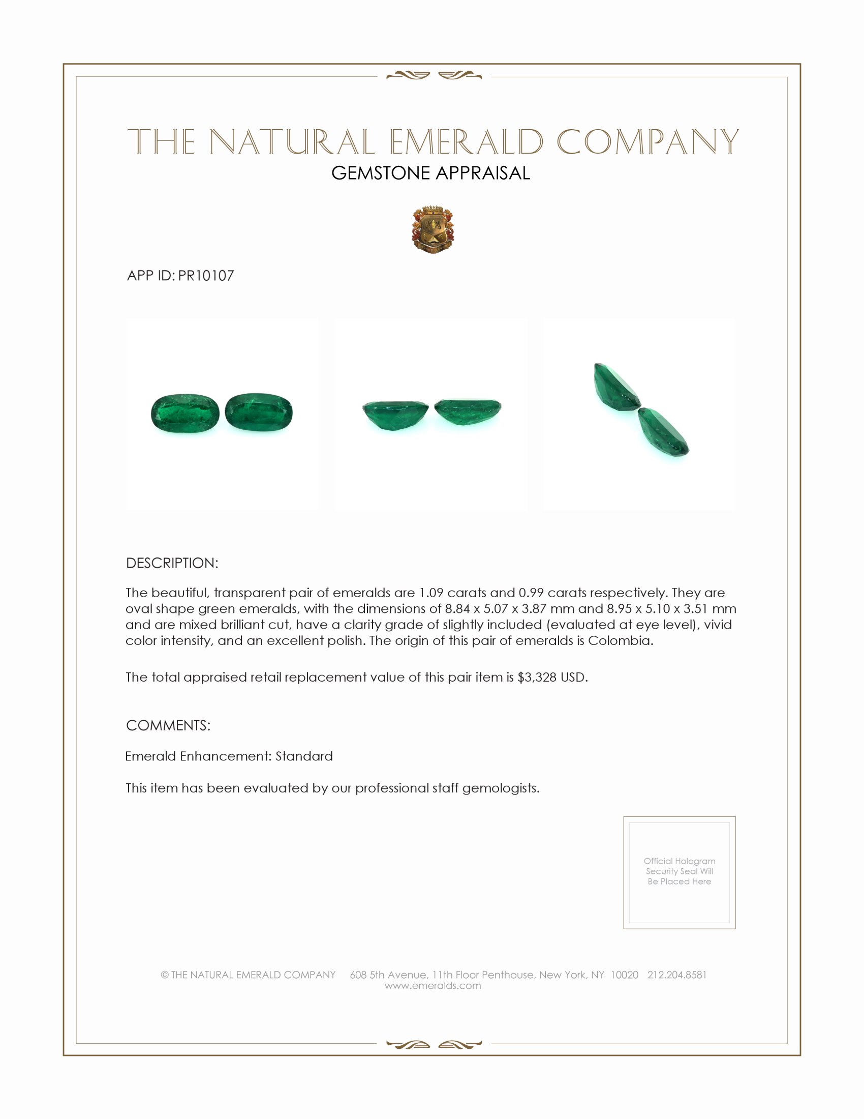 2.08 Ct.Tw. Emerald Pair from Colombia