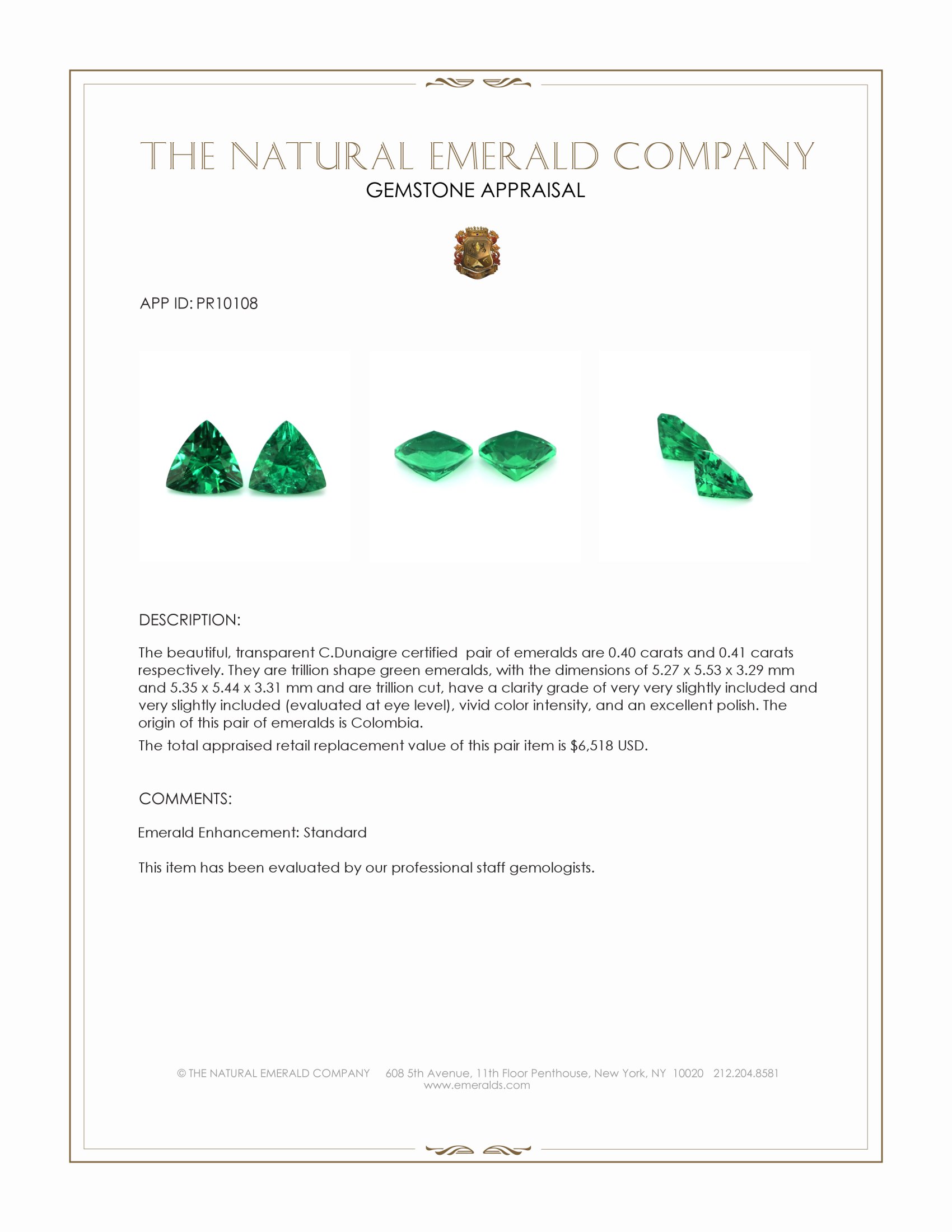 0.81 Ct.Tw. Emerald Pair from Colombia