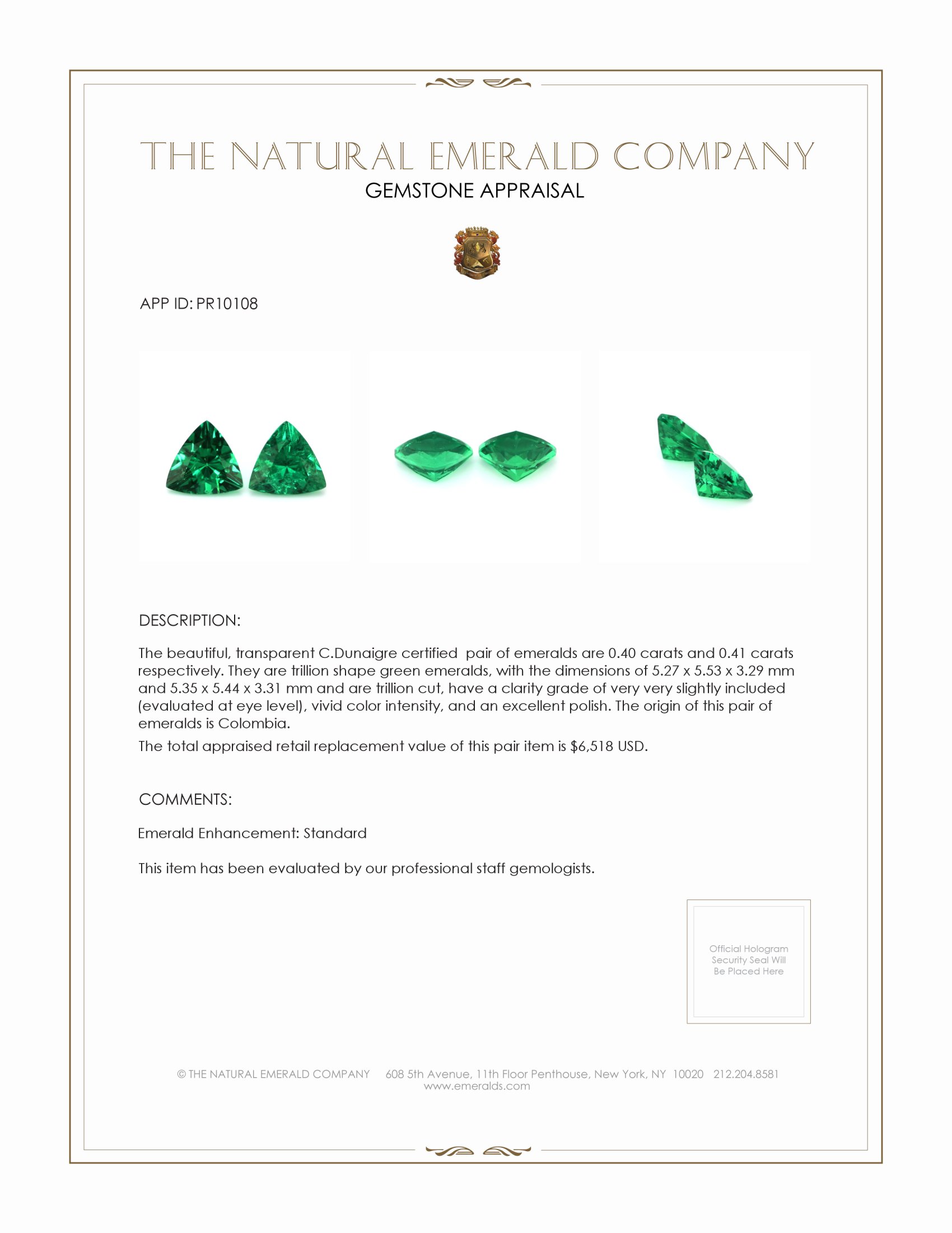 0.81 Ct.Tw. Emerald Pair from Colombia