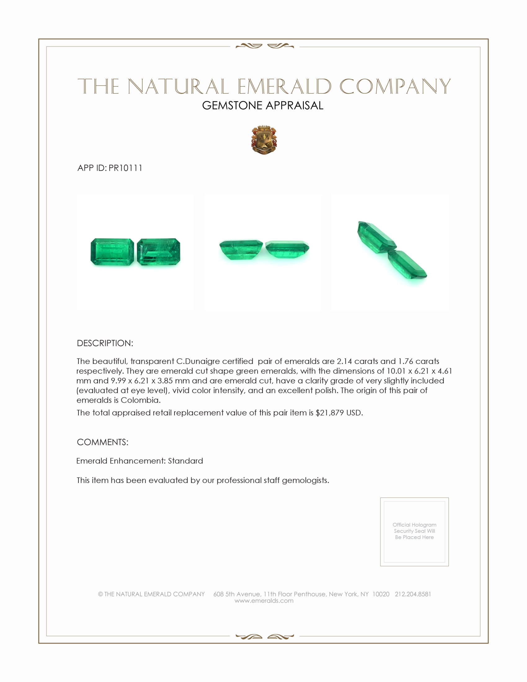 3.90 Ct.Tw. Emerald Pair from Colombia