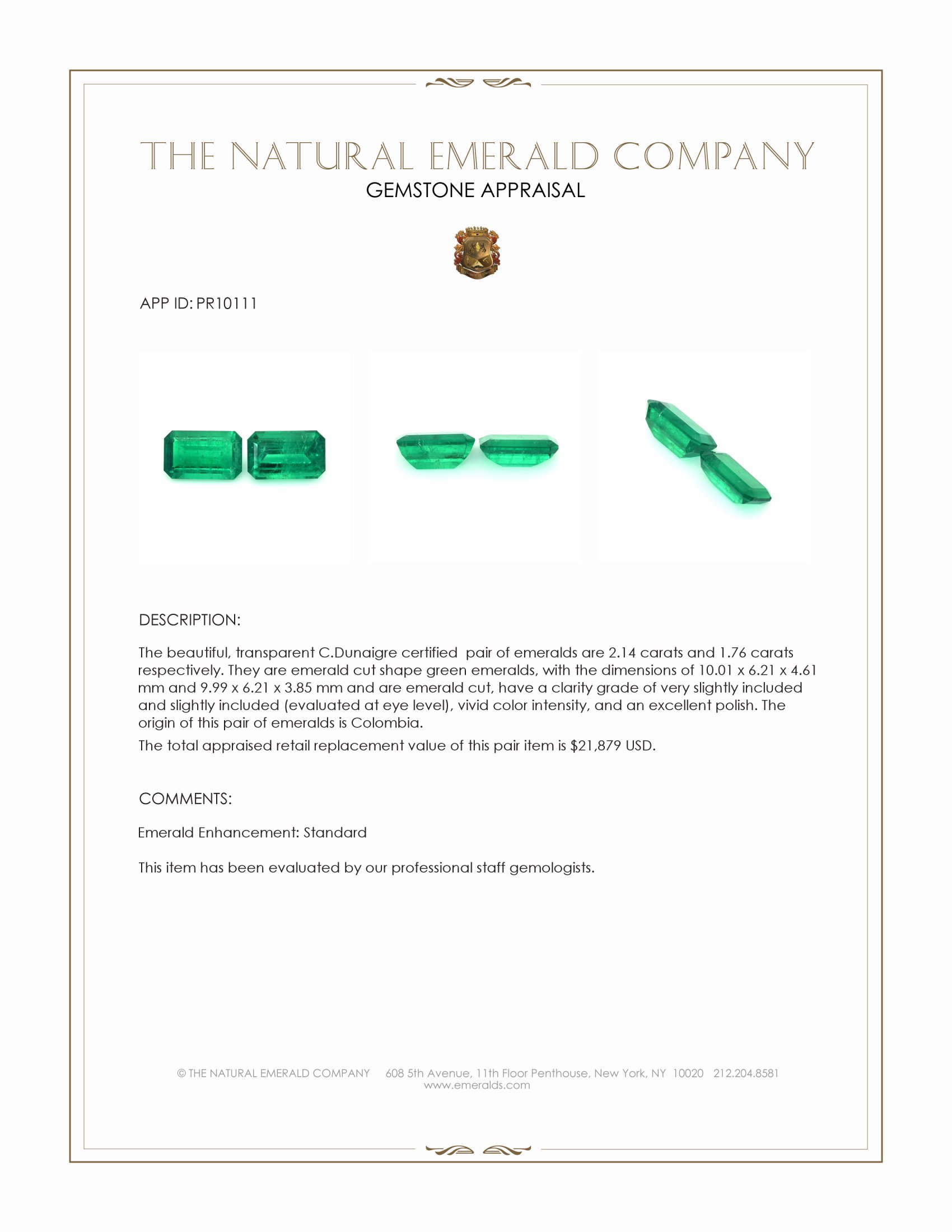 3.90 Ct.Tw. Emerald Pair from Colombia