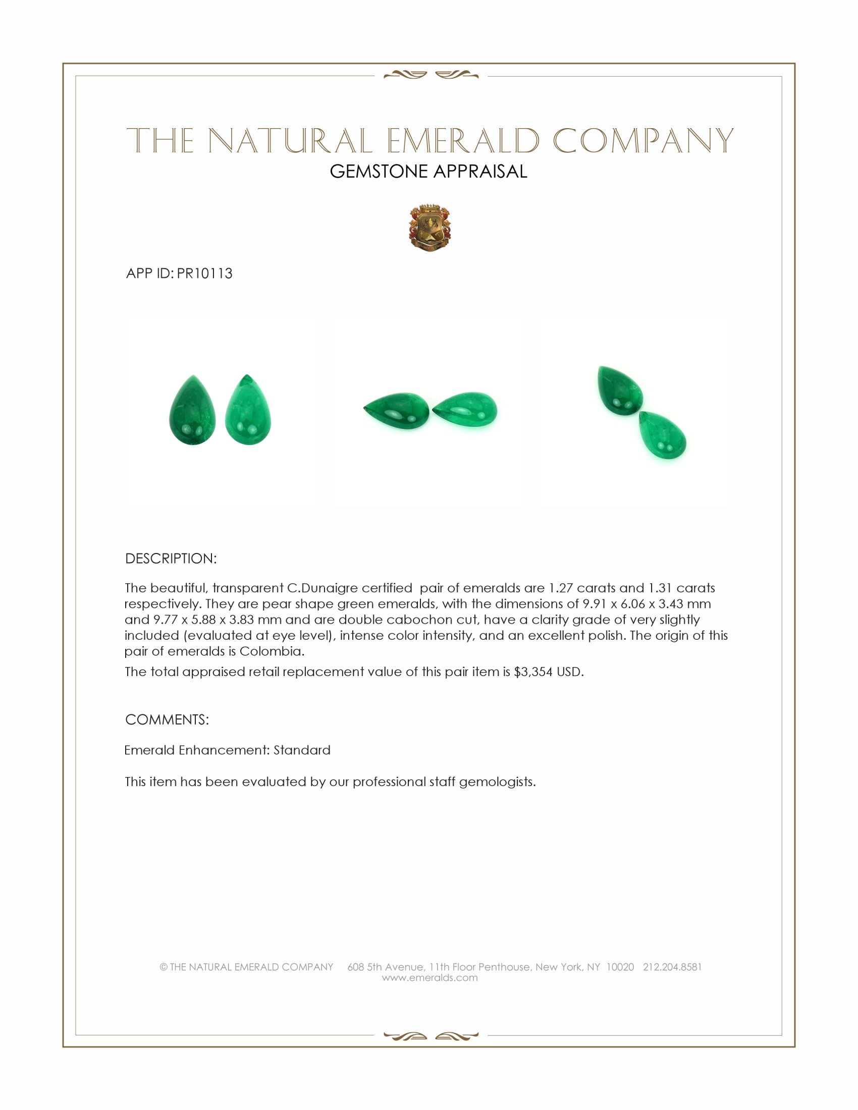 2.58 Ct.Tw. Cabochon Emerald Pair from Colombia