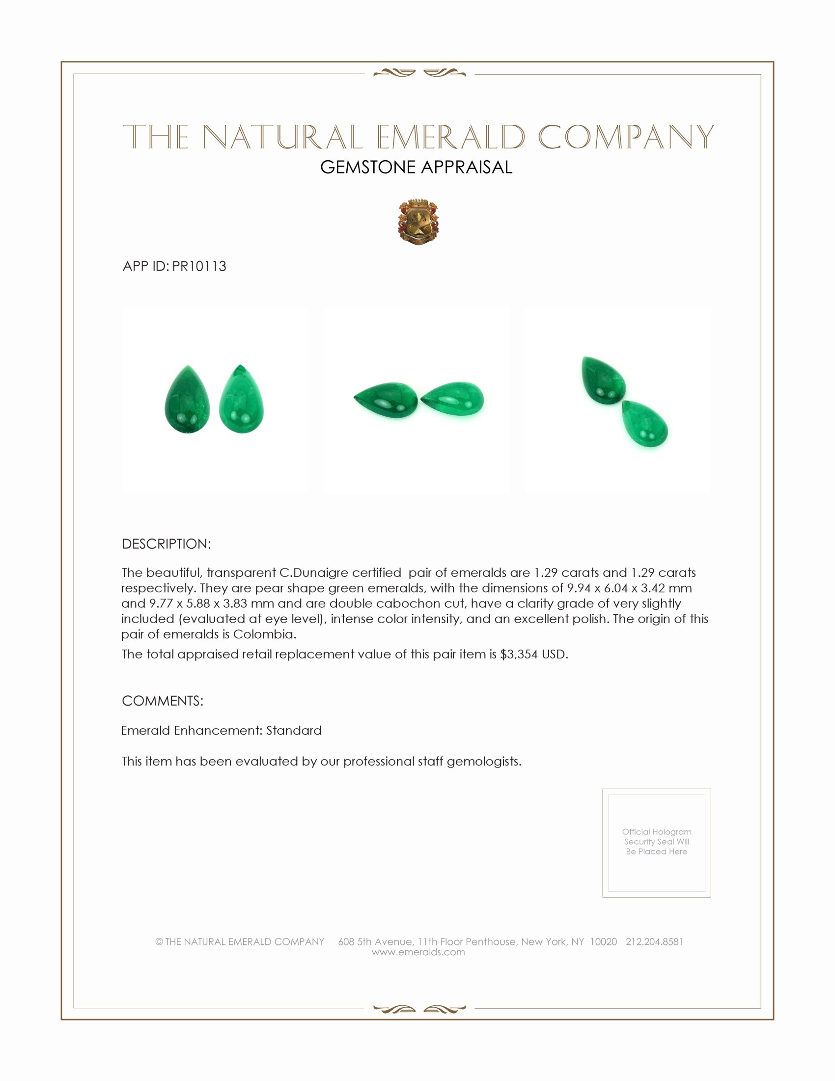 2.58 Ct.Tw. Cabochon Emerald Pair from Colombia