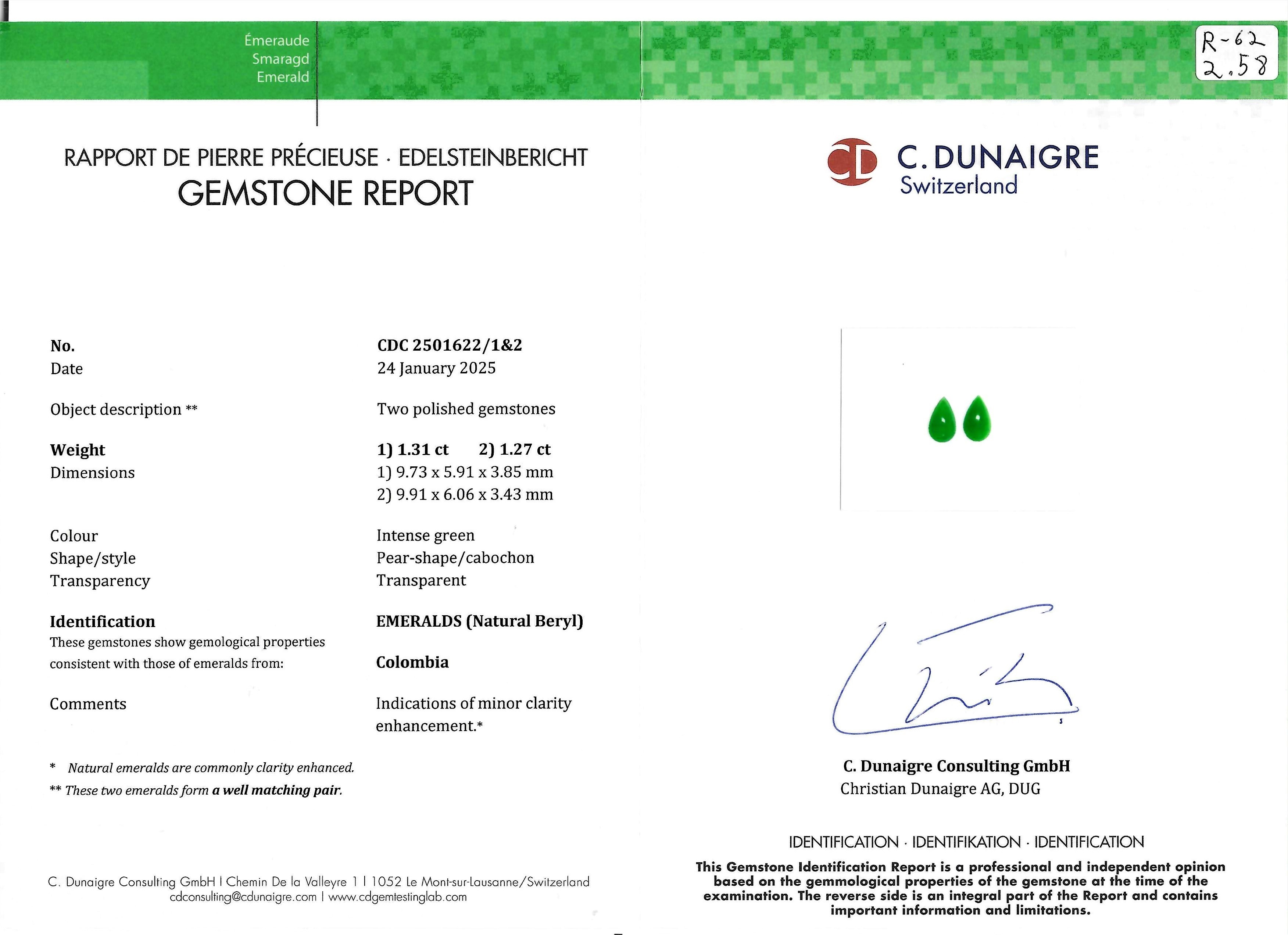 2.58 Ct.Tw. Cabochon Emerald Pair from Colombia