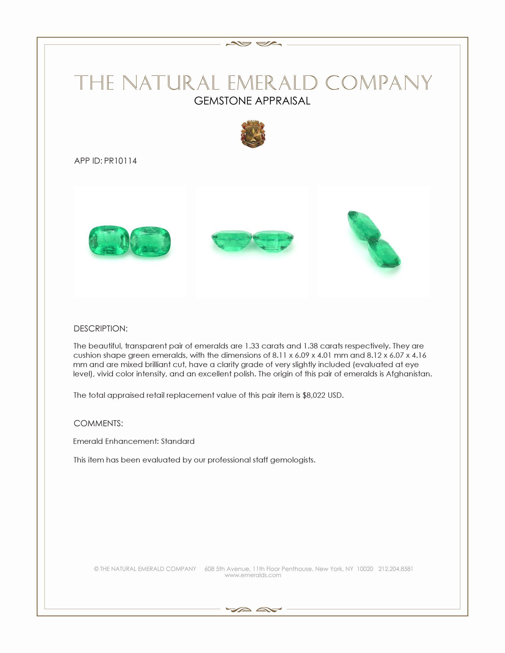 2.71 Ct.Tw. Emerald Pair from Afghanistan