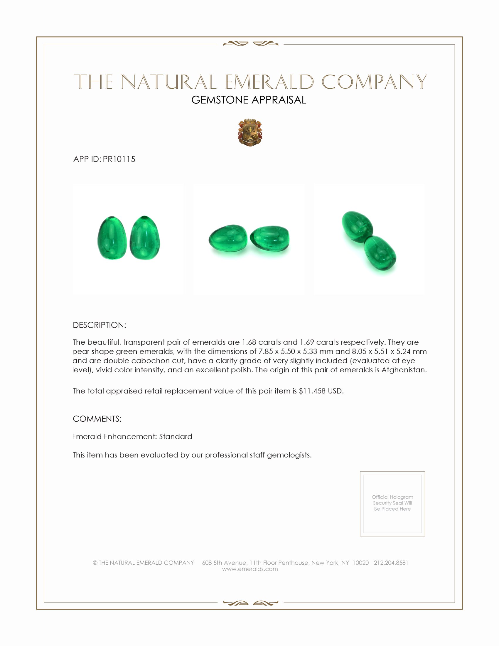 3.37 Ct.Tw. Cabochon Emerald Pair from Afghanistan