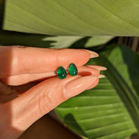 3.37 Ct.Tw.Total Carat Weight Cabochon Emerald Pair from Afghanistan Life Style