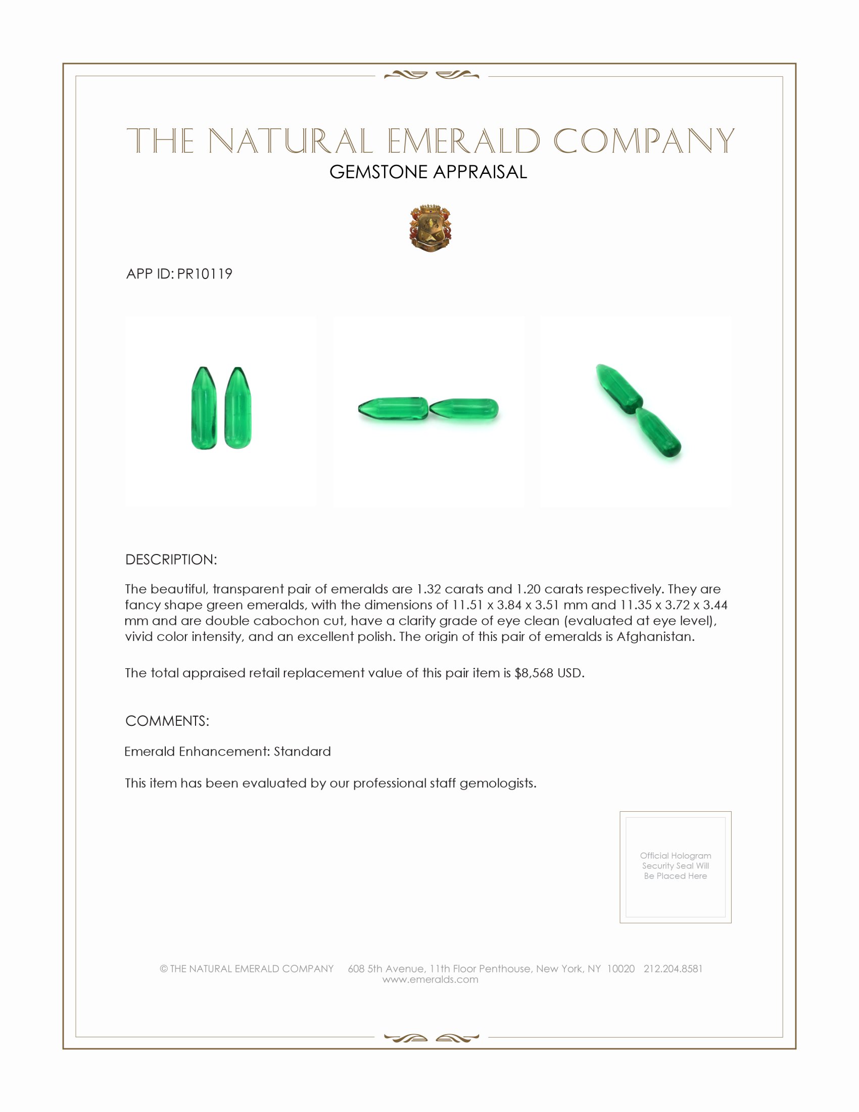 2.52 Ct.Tw. Cabochon Emerald Pair from Afghanistan