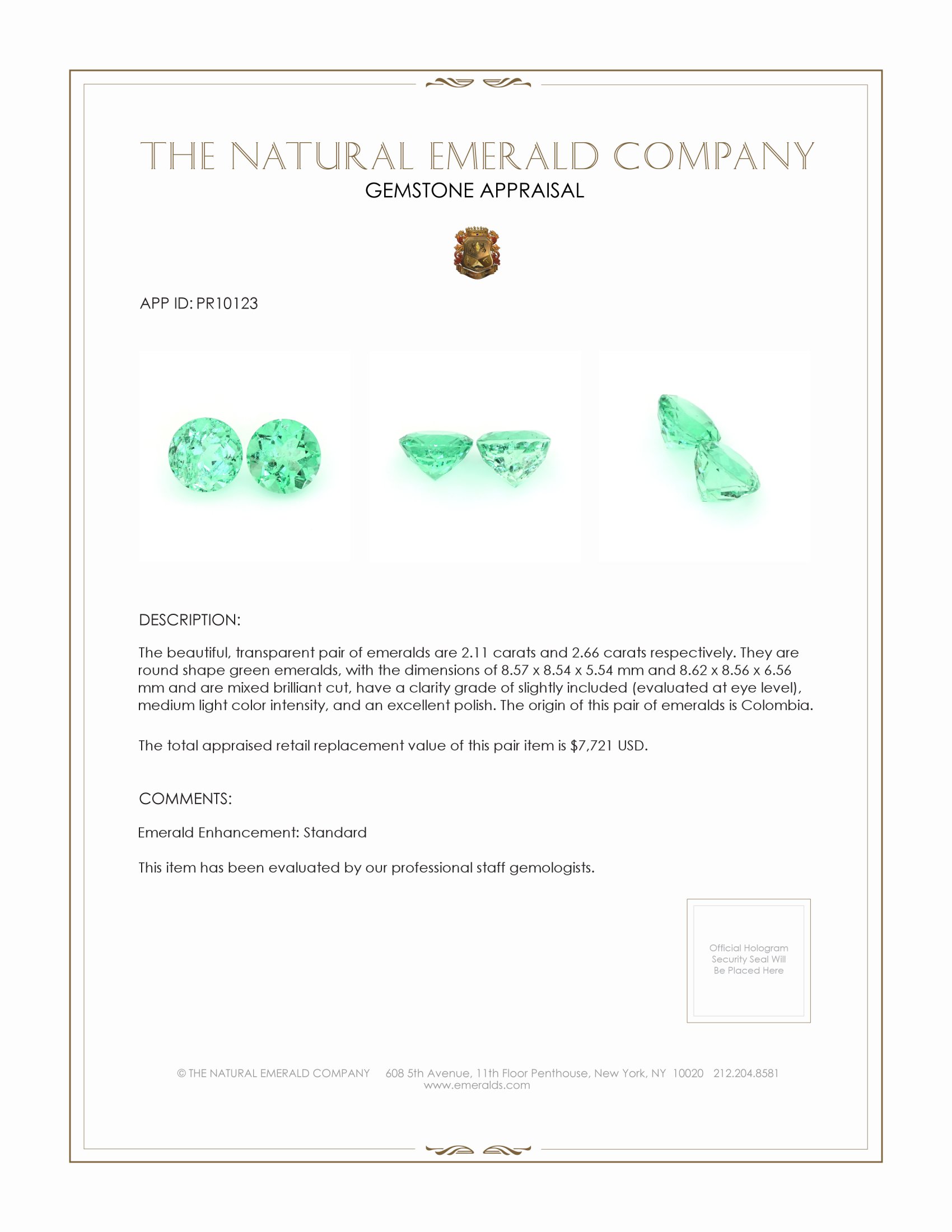 4.77 Ct.Tw. Emerald Pair from Colombia