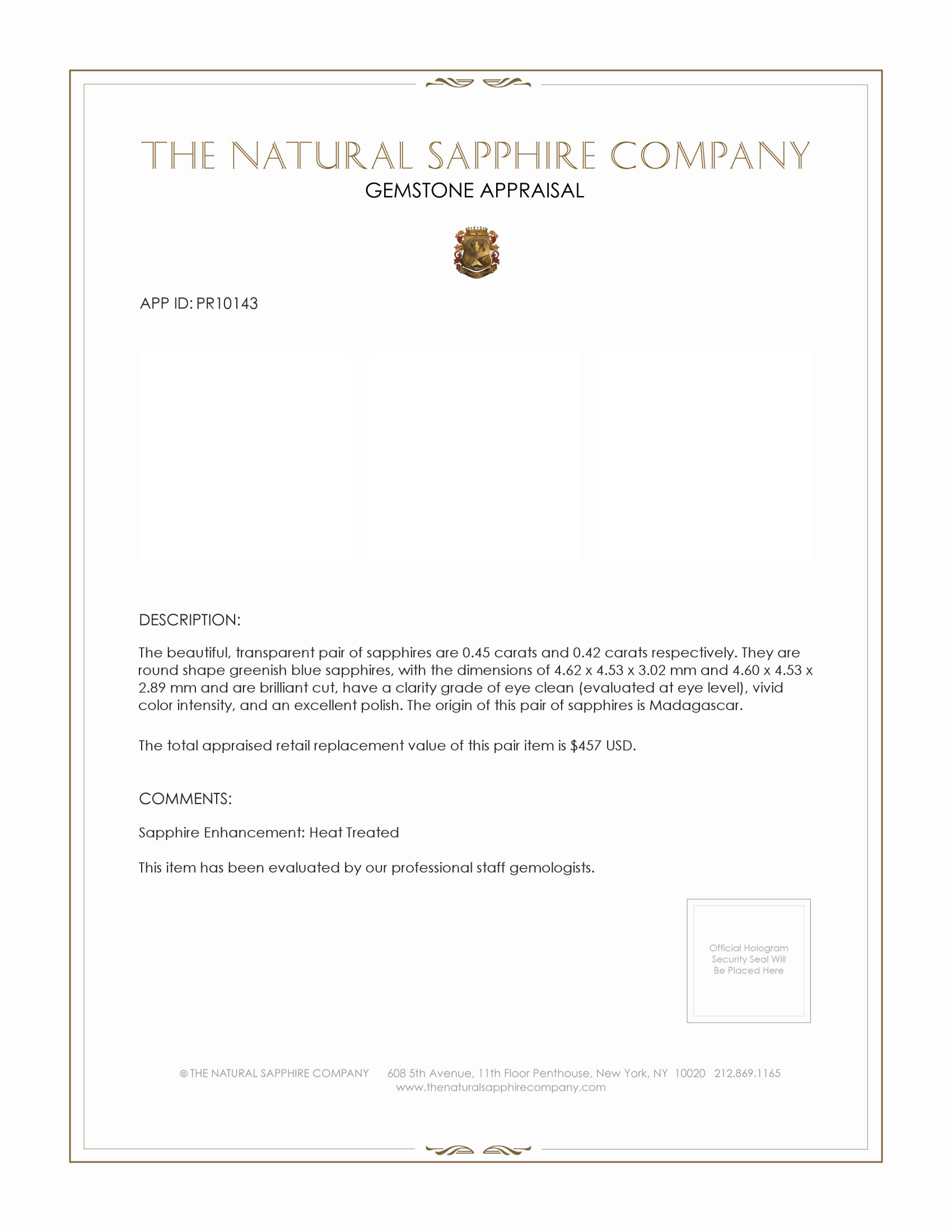 0.87 Ct.Tw. Greenish Blue Sapphire Pair from Madagascar