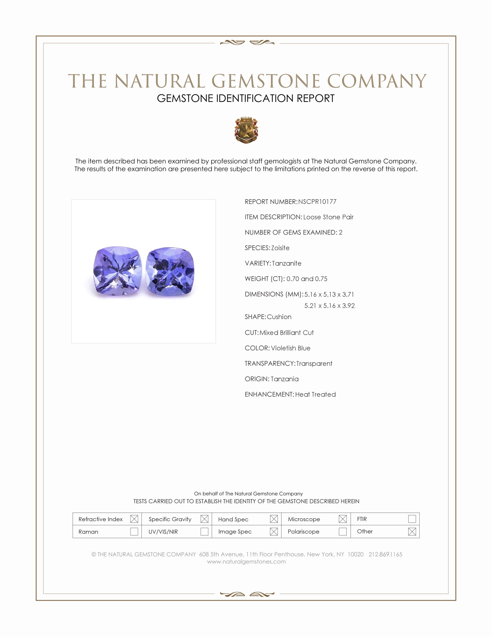 1.45 Ct.Tw. Violetish Blue Tanzanite Pair from Tanzania