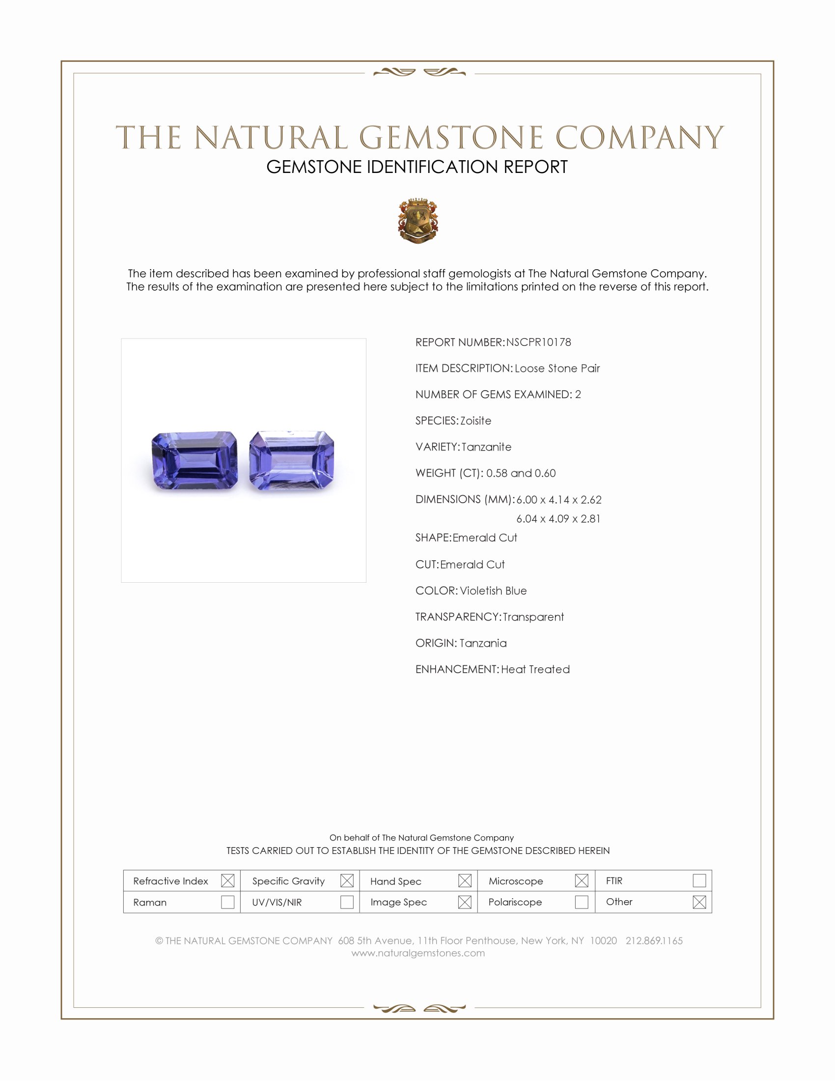 1.18 Ct.Tw. Violetish Blue Tanzanite Pair from Tanzania