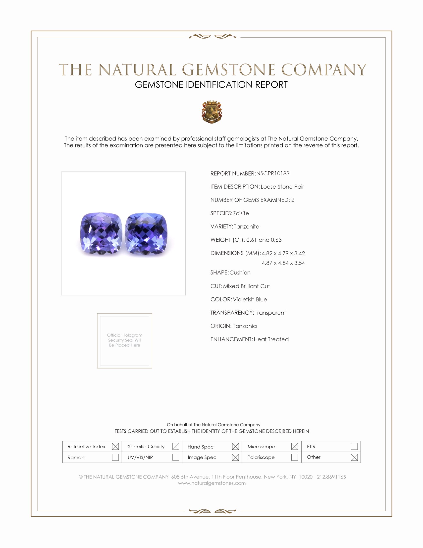 1.24 Ct.Tw. Violetish Blue Tanzanite Pair from Tanzania