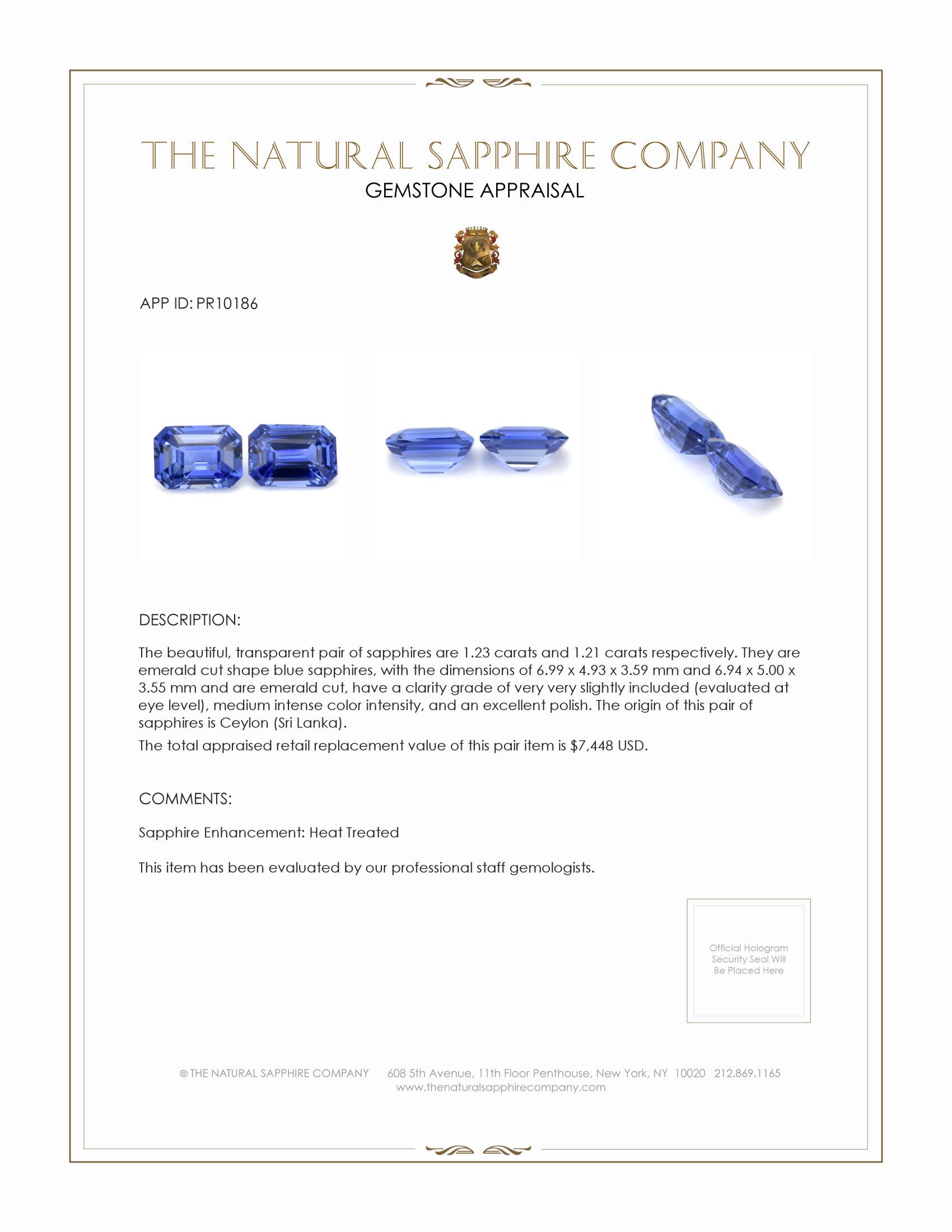 2.44 Ct.Tw. Blue Sapphire Pair from Ceylon (Sri Lanka)