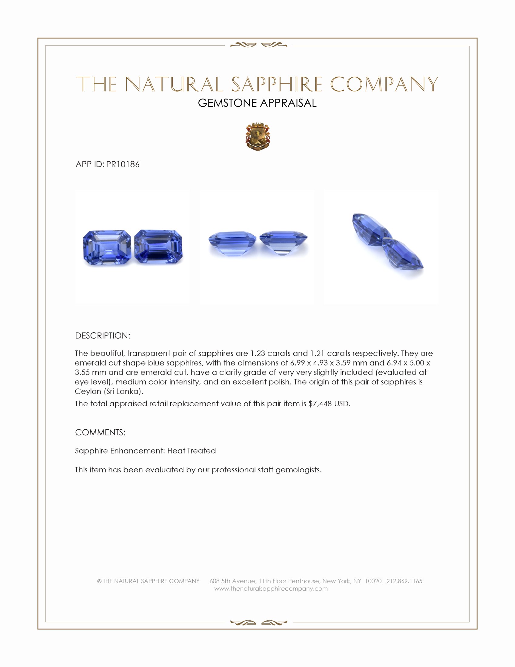 2.44 Ct.Tw. Blue Sapphire Pair from Ceylon (Sri Lanka)