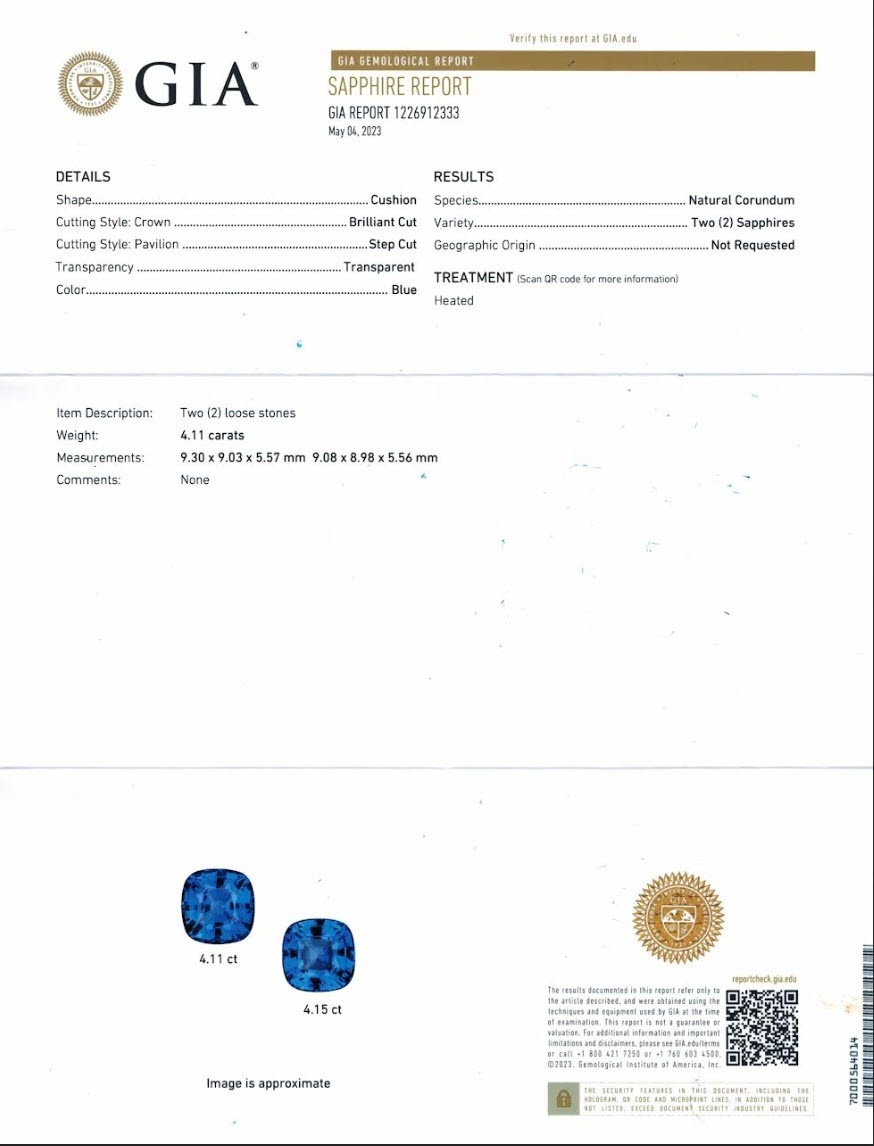 8.26 Ct.Tw. Blue Sapphire Pair from Ceylon (Sri Lanka)