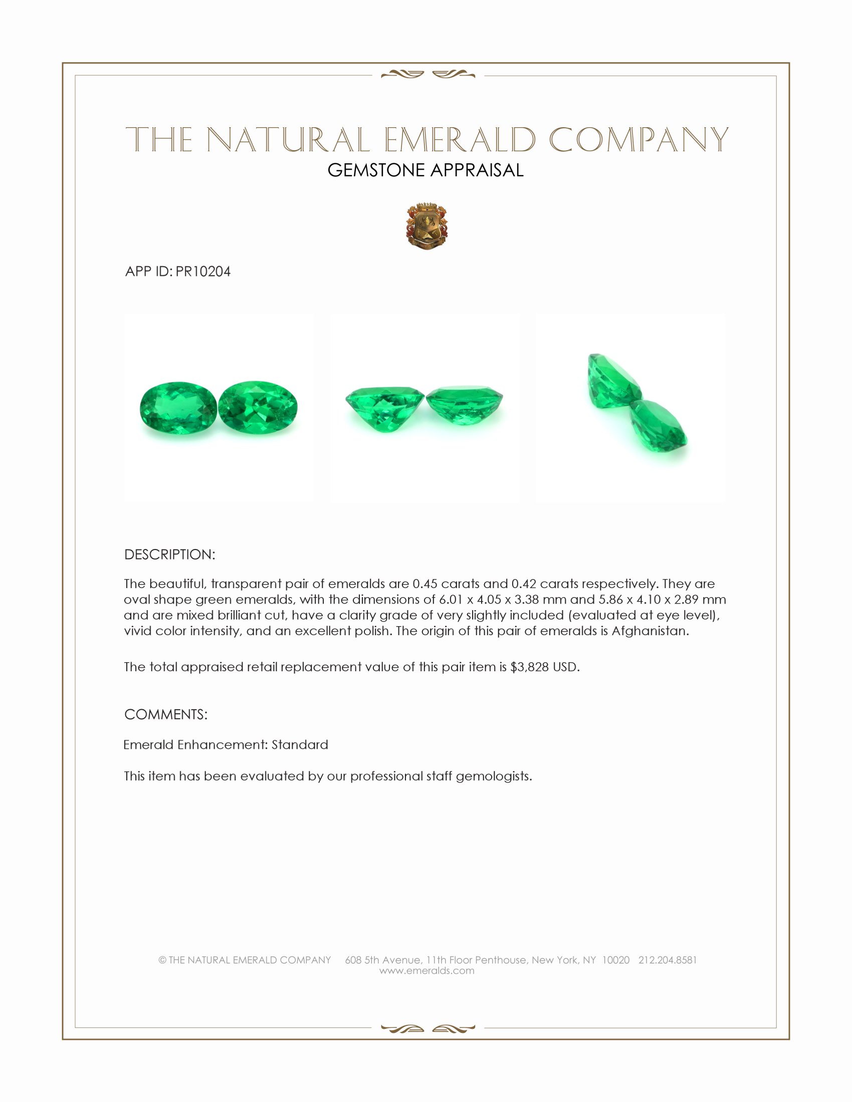0.87 Ct.Tw. Emerald Pair from Afghanistan