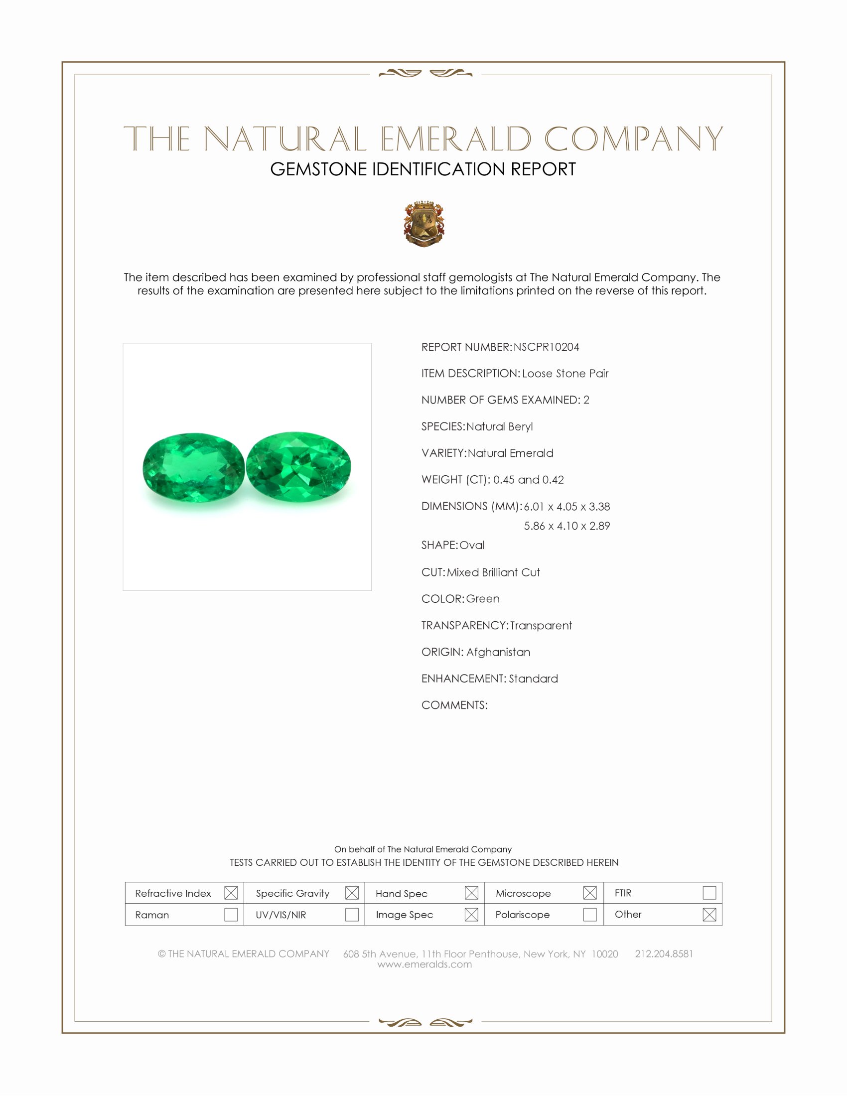 0.87 Ct.Tw. Emerald Pair from Afghanistan