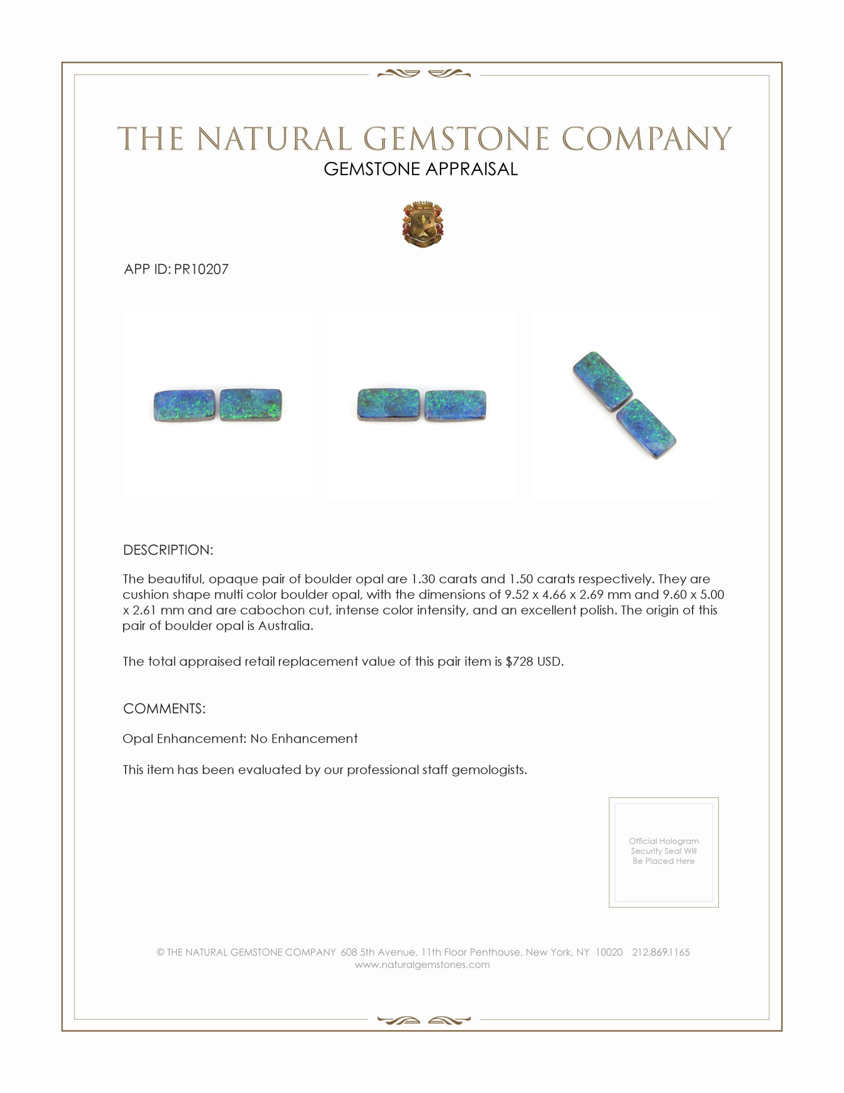 2.80 Ct.Tw. Cabochon Opal Pair from Australia