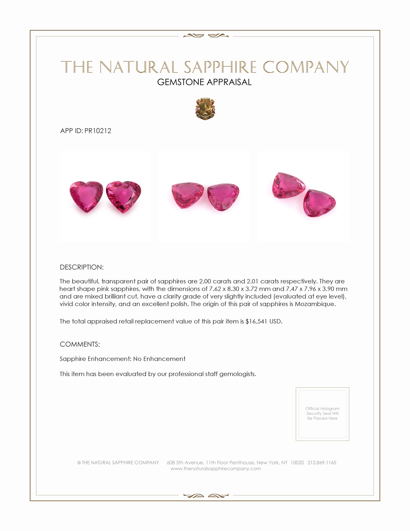 4.01 Ct.Tw. Pink Sapphire Pair from Mozambique