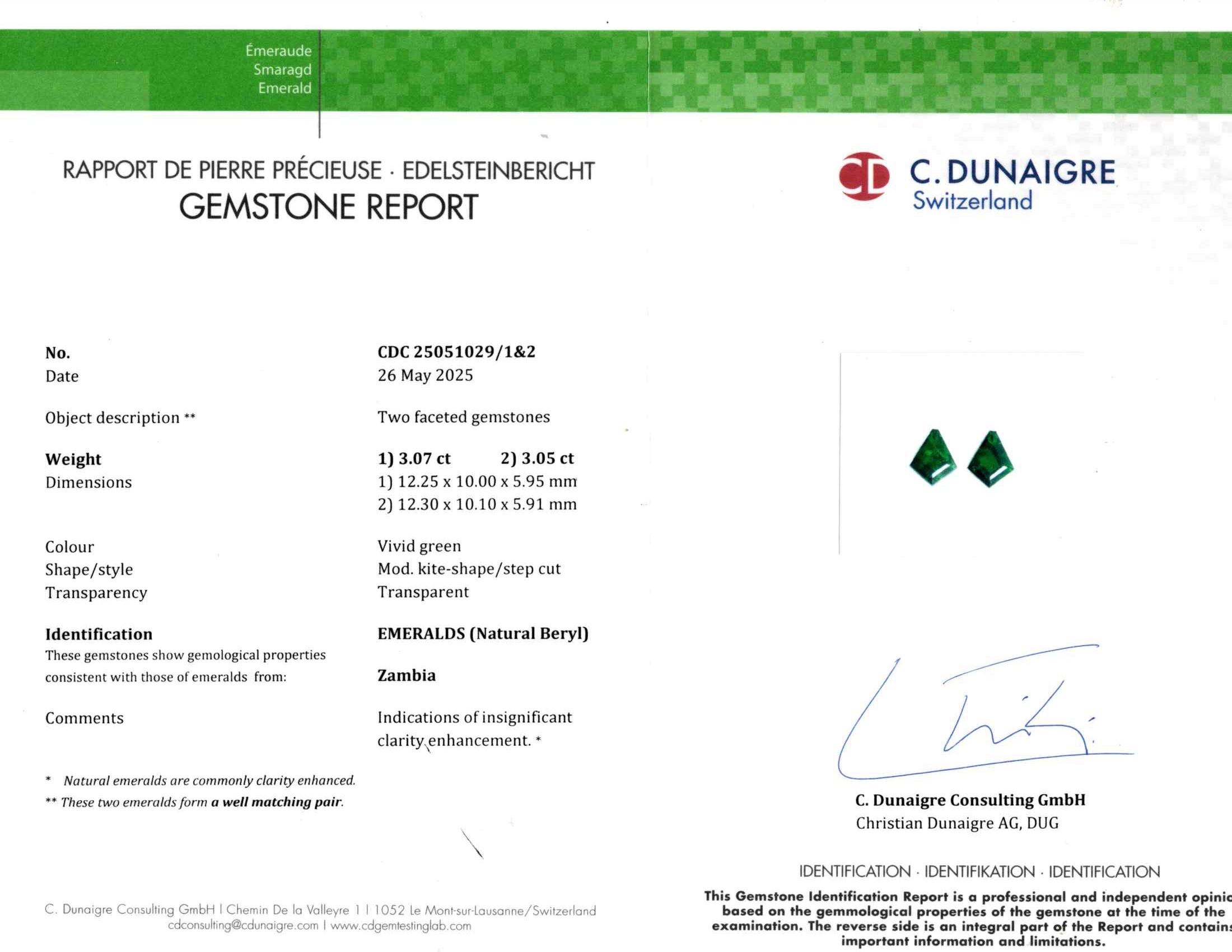 6.12 Ct.Tw. Emerald Pair from Zambia