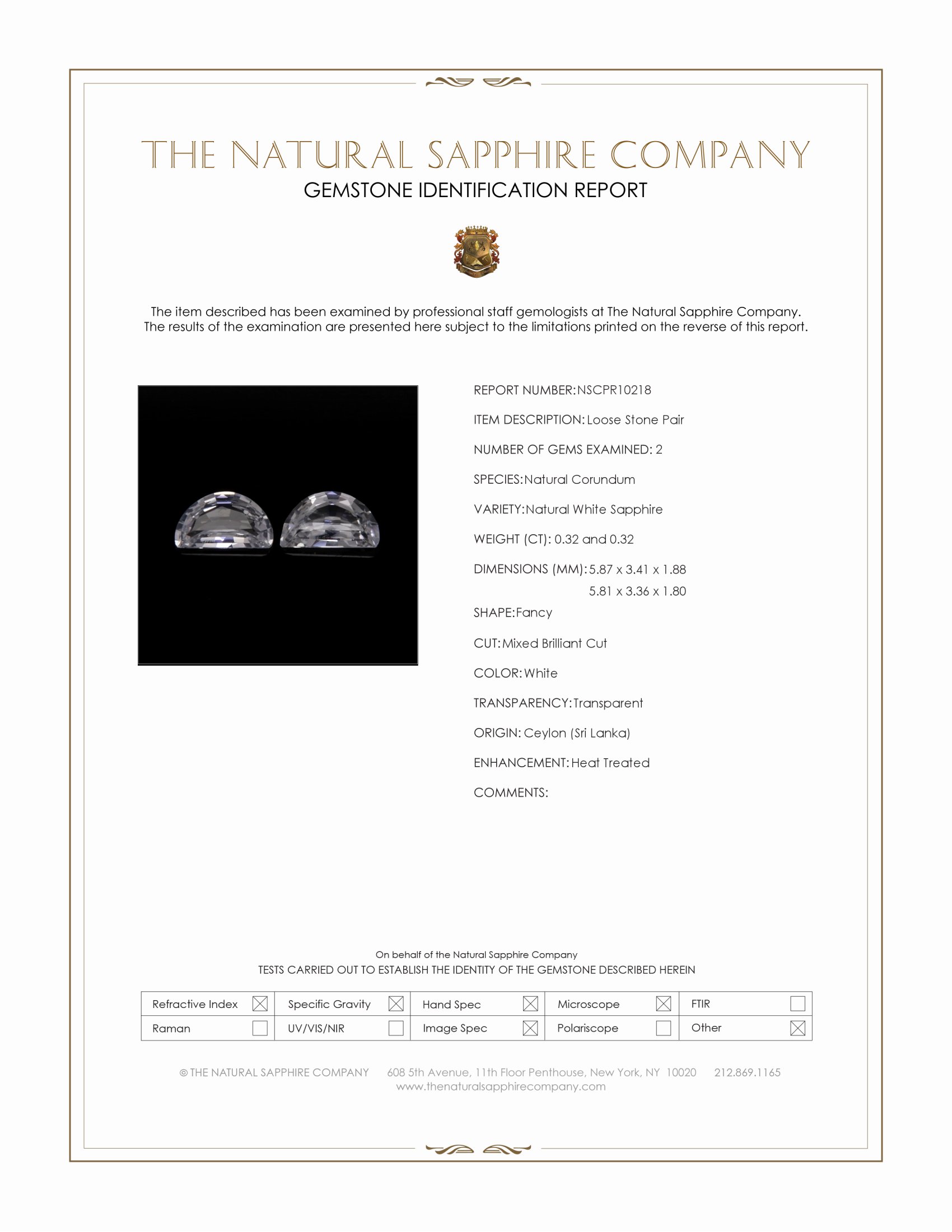 0.64 Ct.Tw. White Sapphire Pair from Ceylon (Sri Lanka)