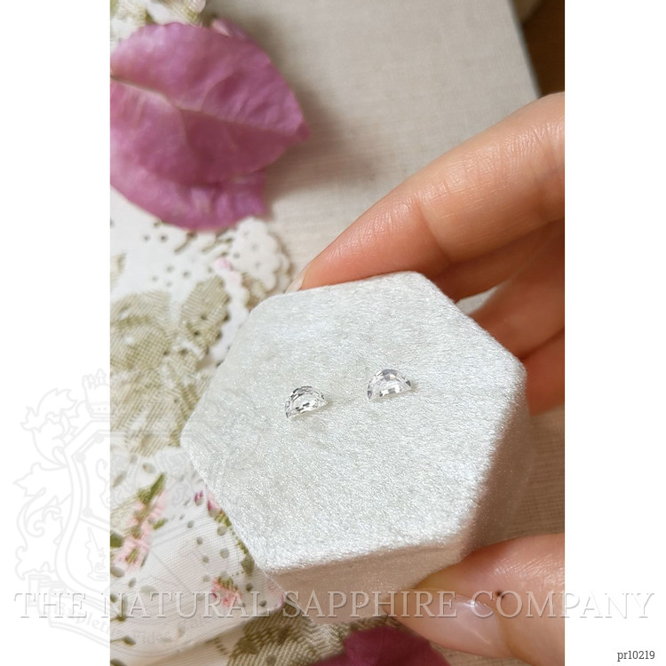 0.82 Ct.Tw. White Sapphire Pair from Ceylon (Sri Lanka)