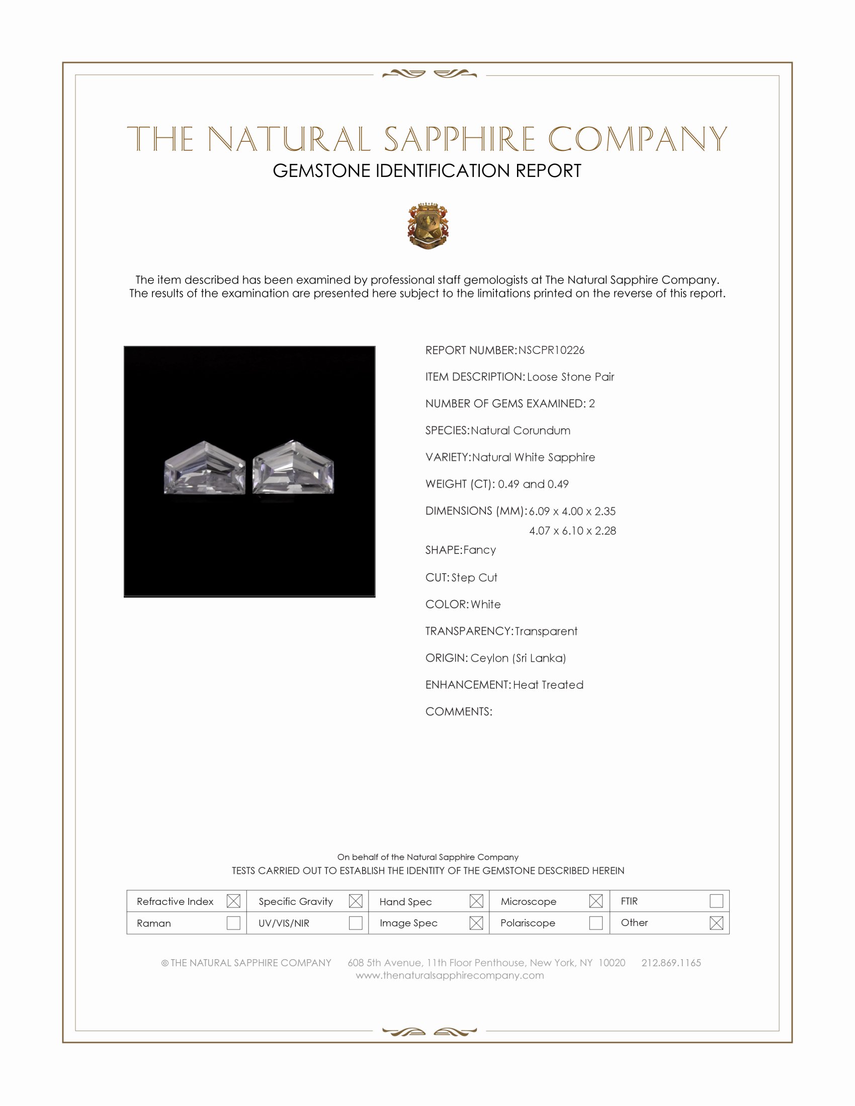 0.98 Ct.Tw. White Sapphire Pair from Ceylon (Sri Lanka)