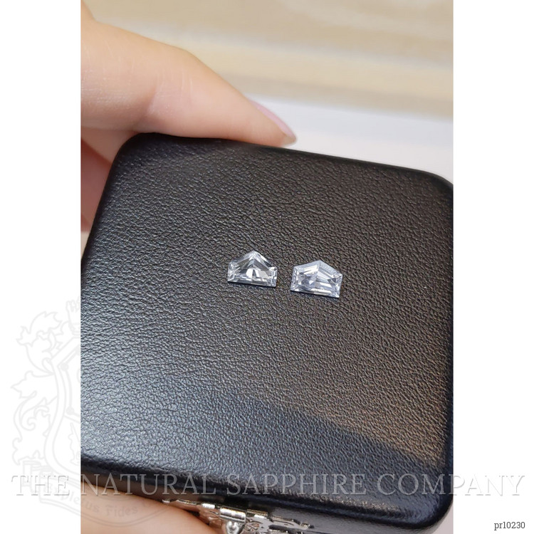 2.07 Ct.Tw. White Sapphire Pair from Ceylon (Sri Lanka)