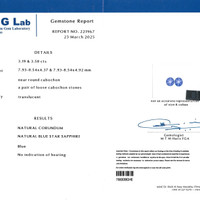 6.77&nbsp;Ct.Tw.Total Carat Weight Blue Star Sapphire Pair from Ceylon (Sri Lanka) Scan Report