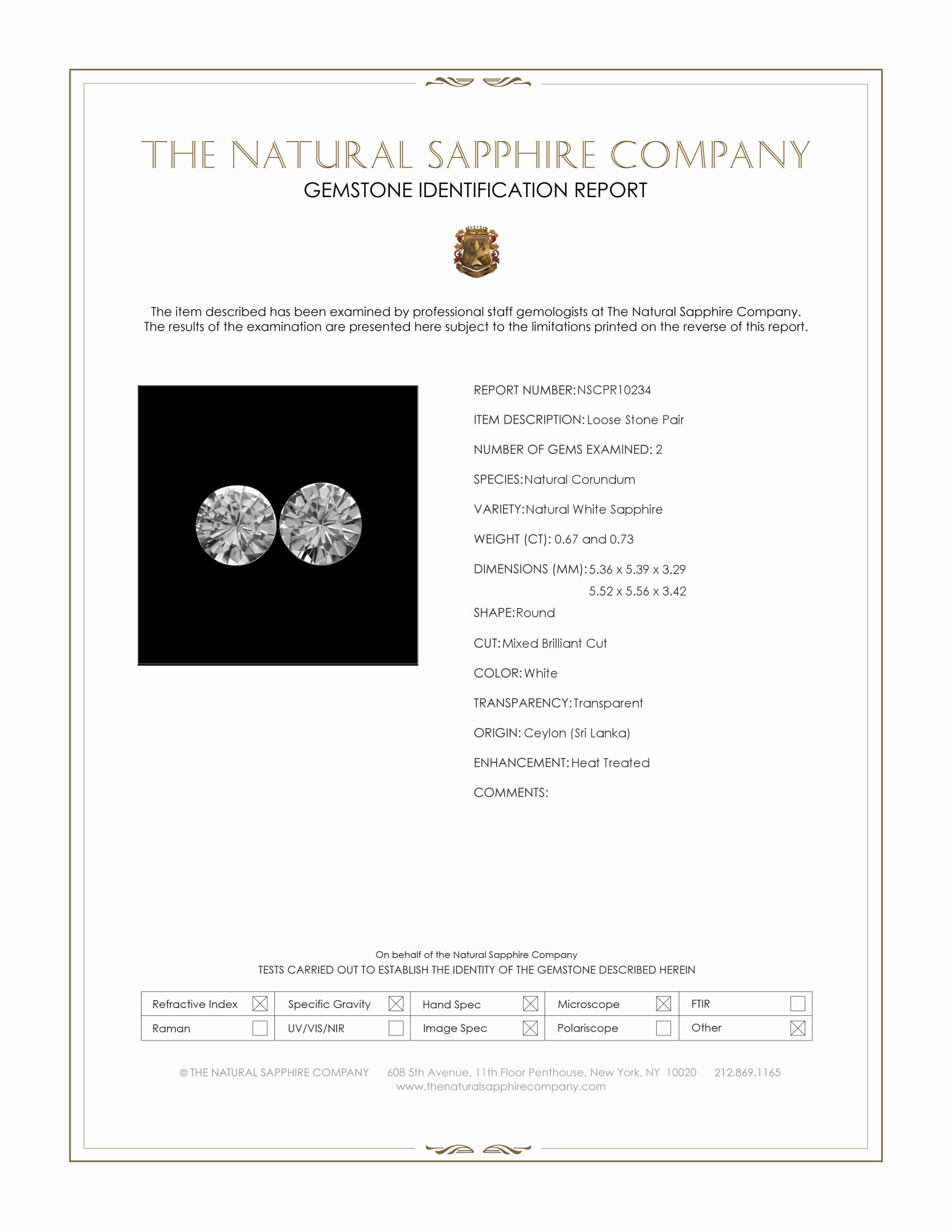 1.40 Ct.Tw. White Sapphire Pair from Ceylon (Sri Lanka)