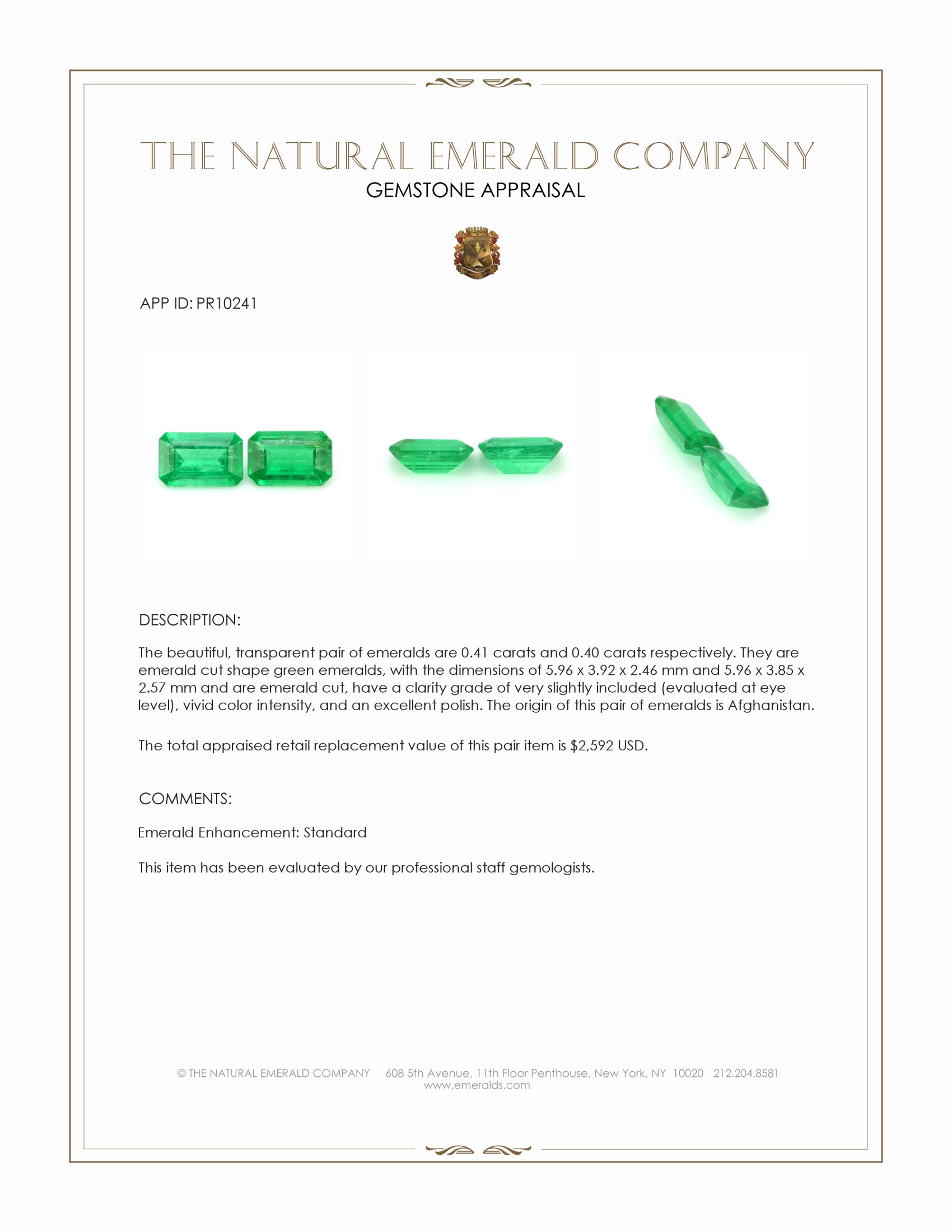 0.81 Ct.Tw. Emerald Pair from Afghanistan