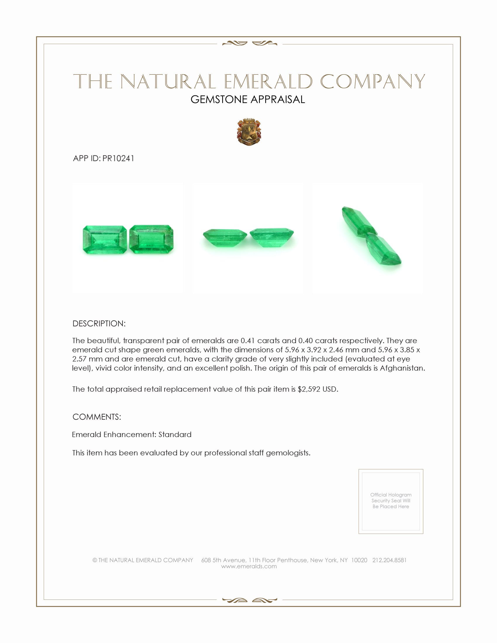 0.81 Ct.Tw. Emerald Pair from Afghanistan