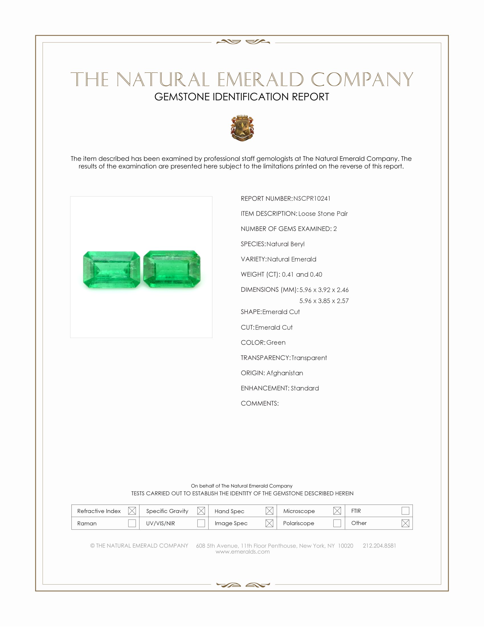 0.81 Ct.Tw. Emerald Pair from Afghanistan