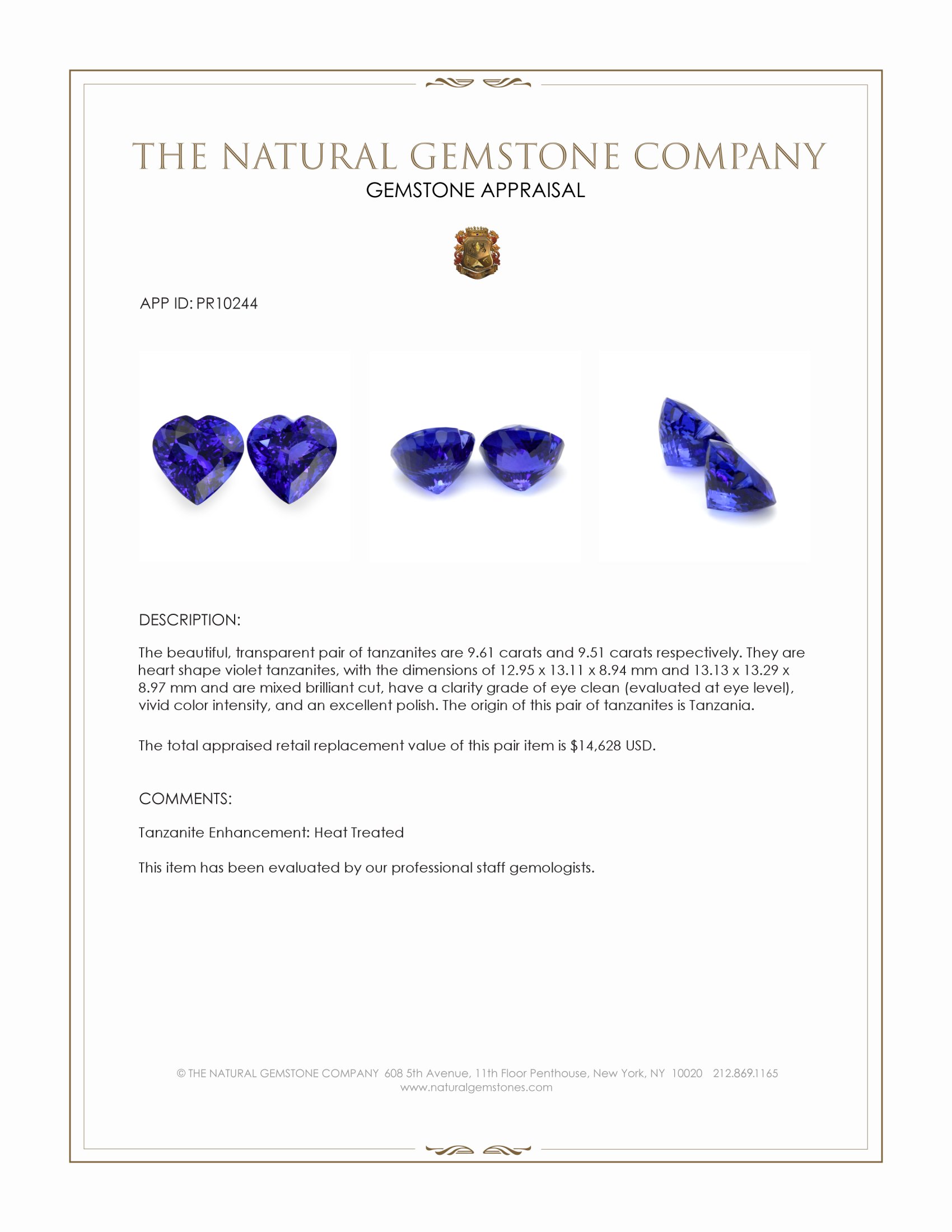 19.12 Ct.Tw. Violet Tanzanite Pair from Tanzania