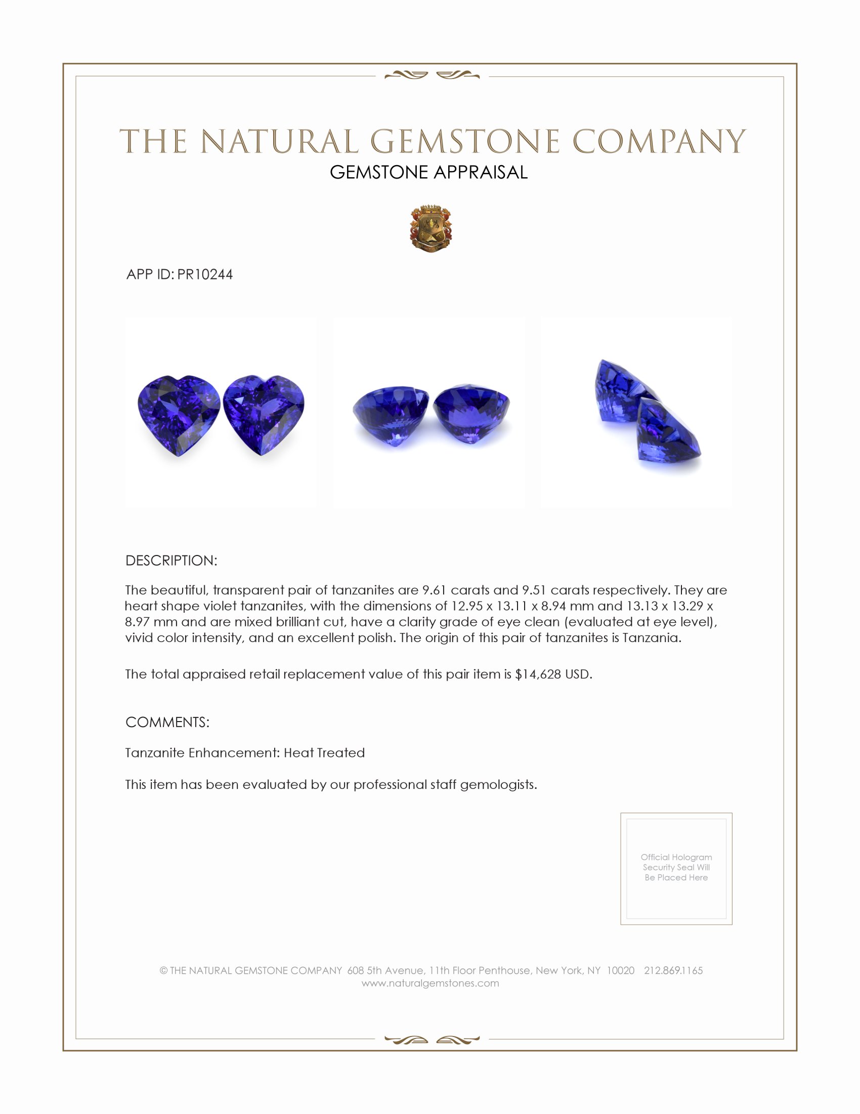 19.12 Ct.Tw. Tanzanite Pair from Tanzania