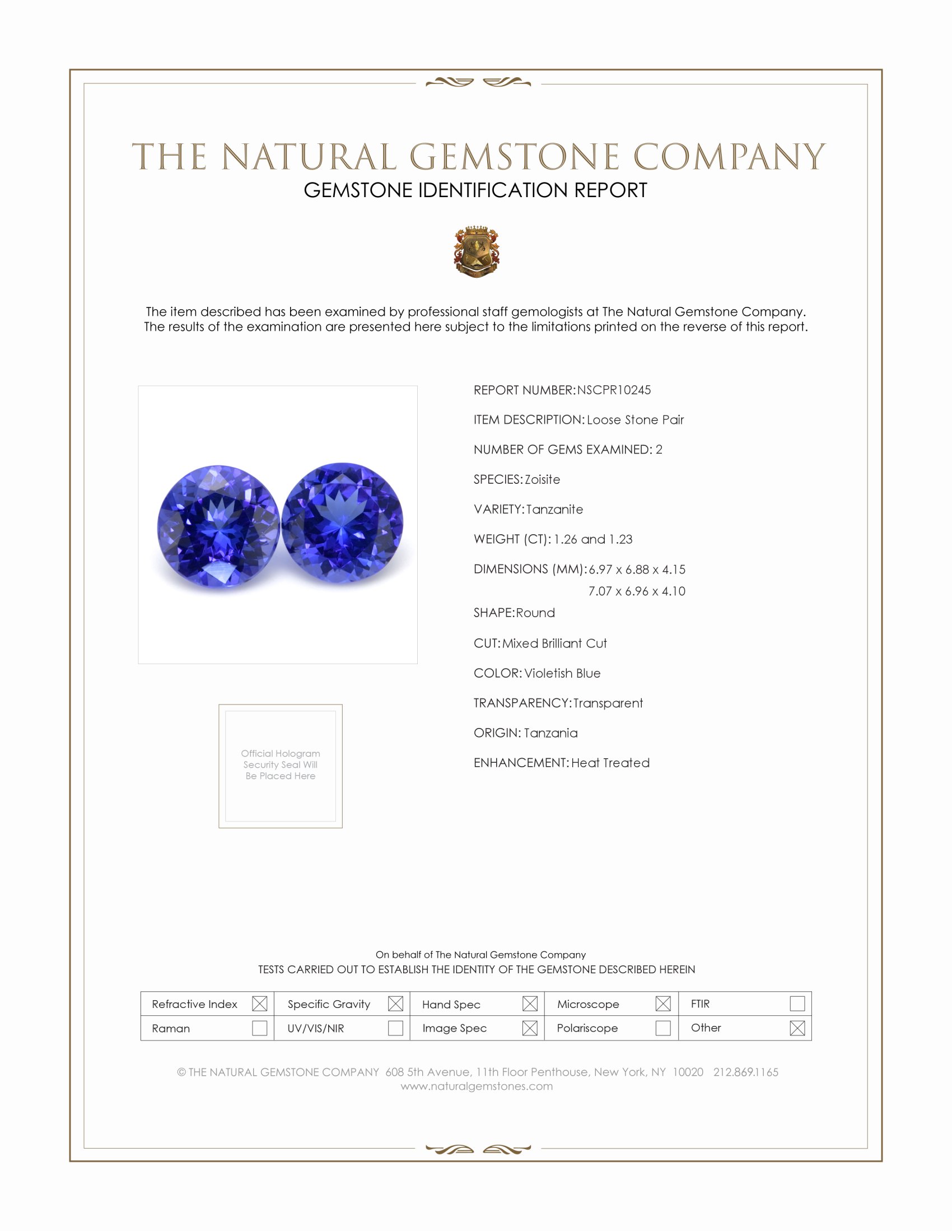 2.49 Ct.Tw. Violetish Blue Tanzanite Pair from Tanzania