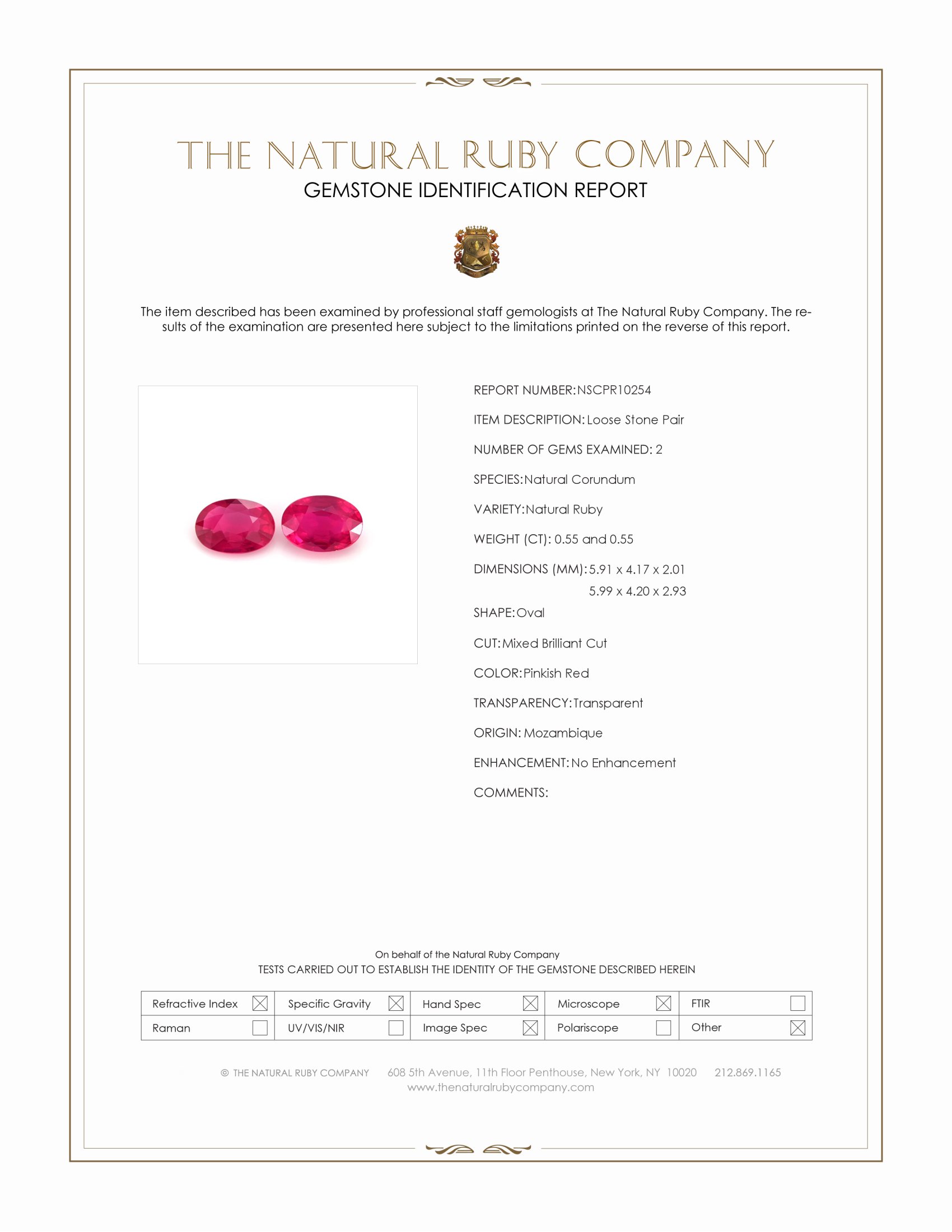 1.10 Ct.Tw. Pinkish Red Ruby Pair from Mozambique