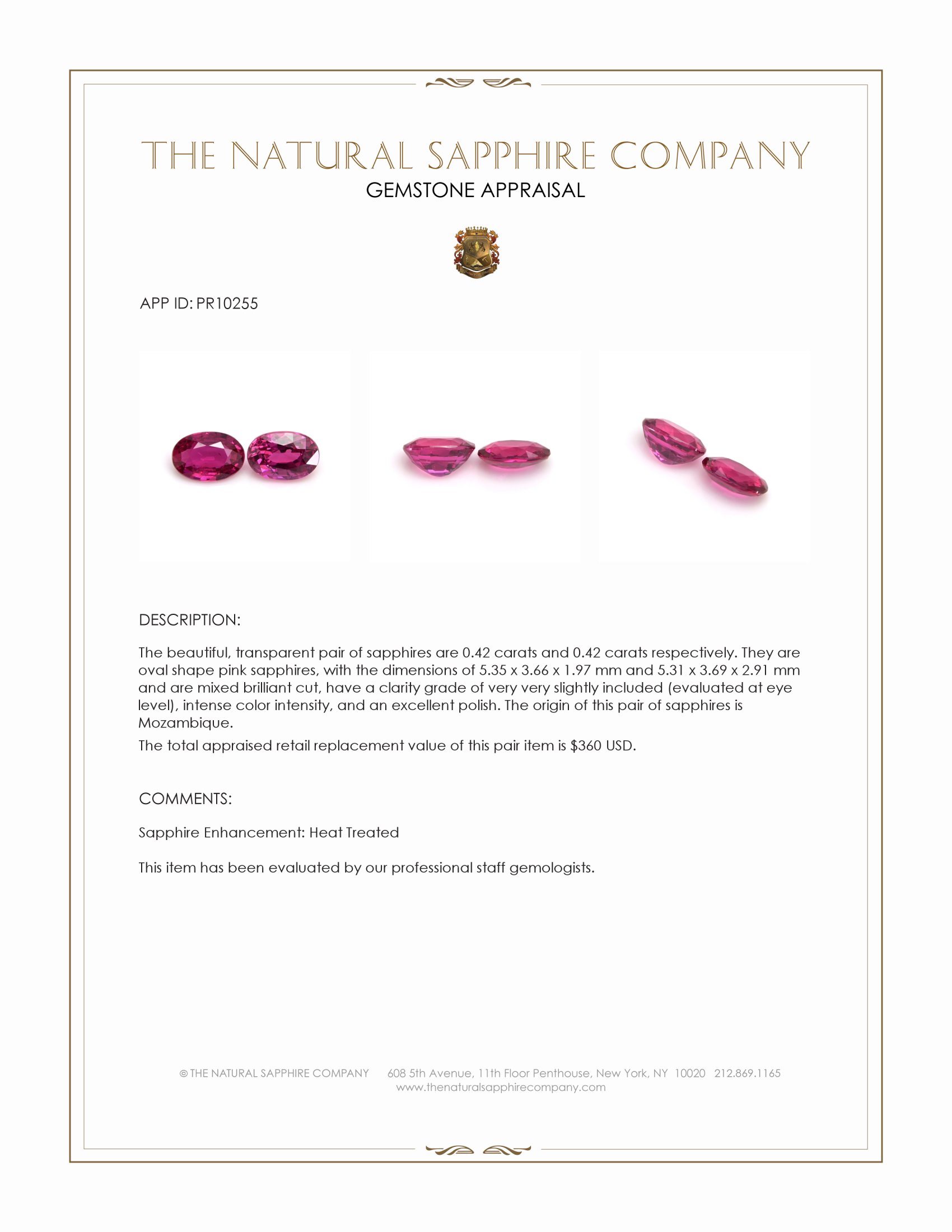 0.84 Ct.Tw. Pink Sapphire Pair from Mozambique
